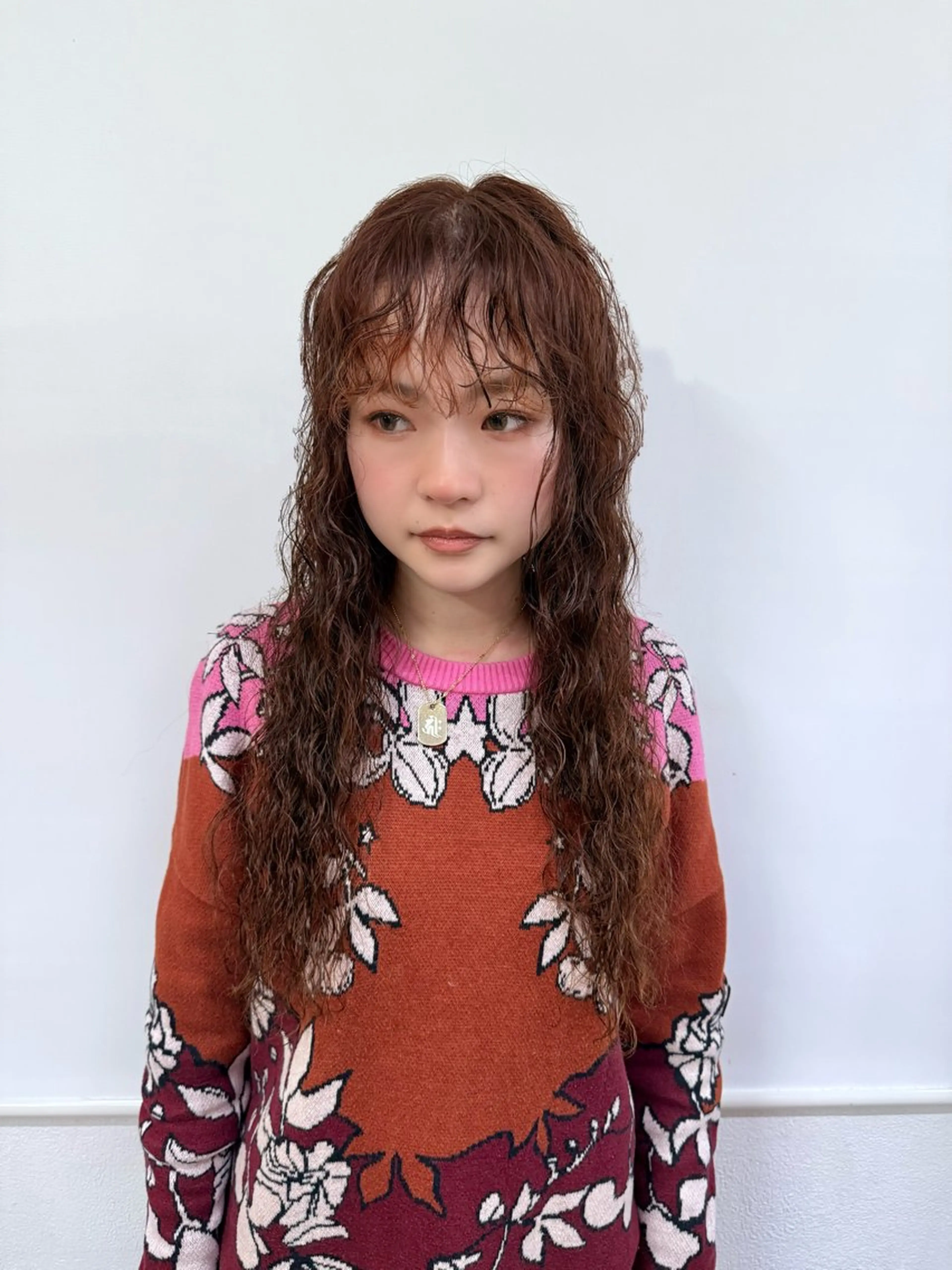ロング カラー パーマ ウルフレイヤー エクステ/kokiのヘアスタイル