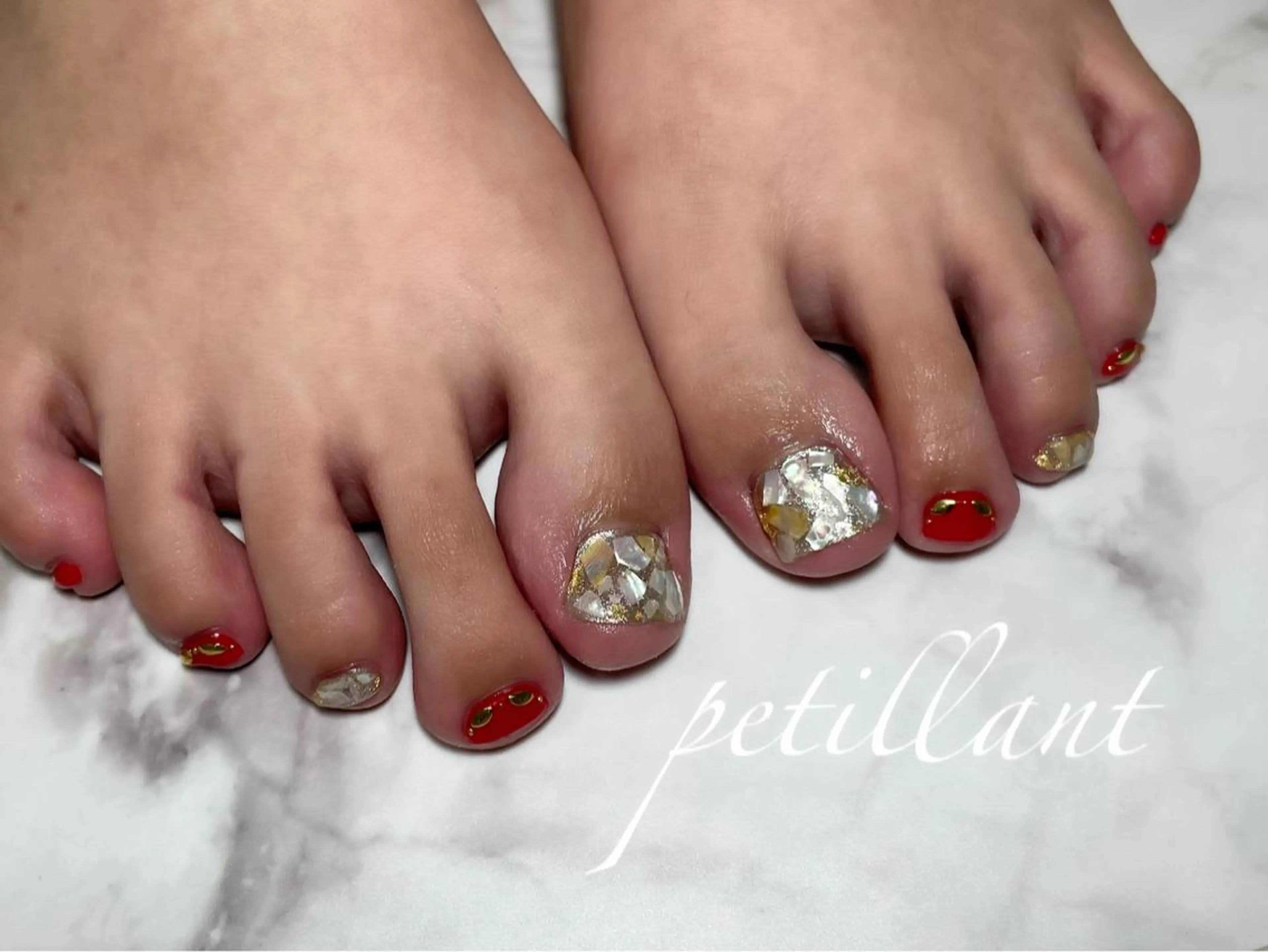 ネイル フットネイル キラキラネイル nail salon petillantのネイルデザイン