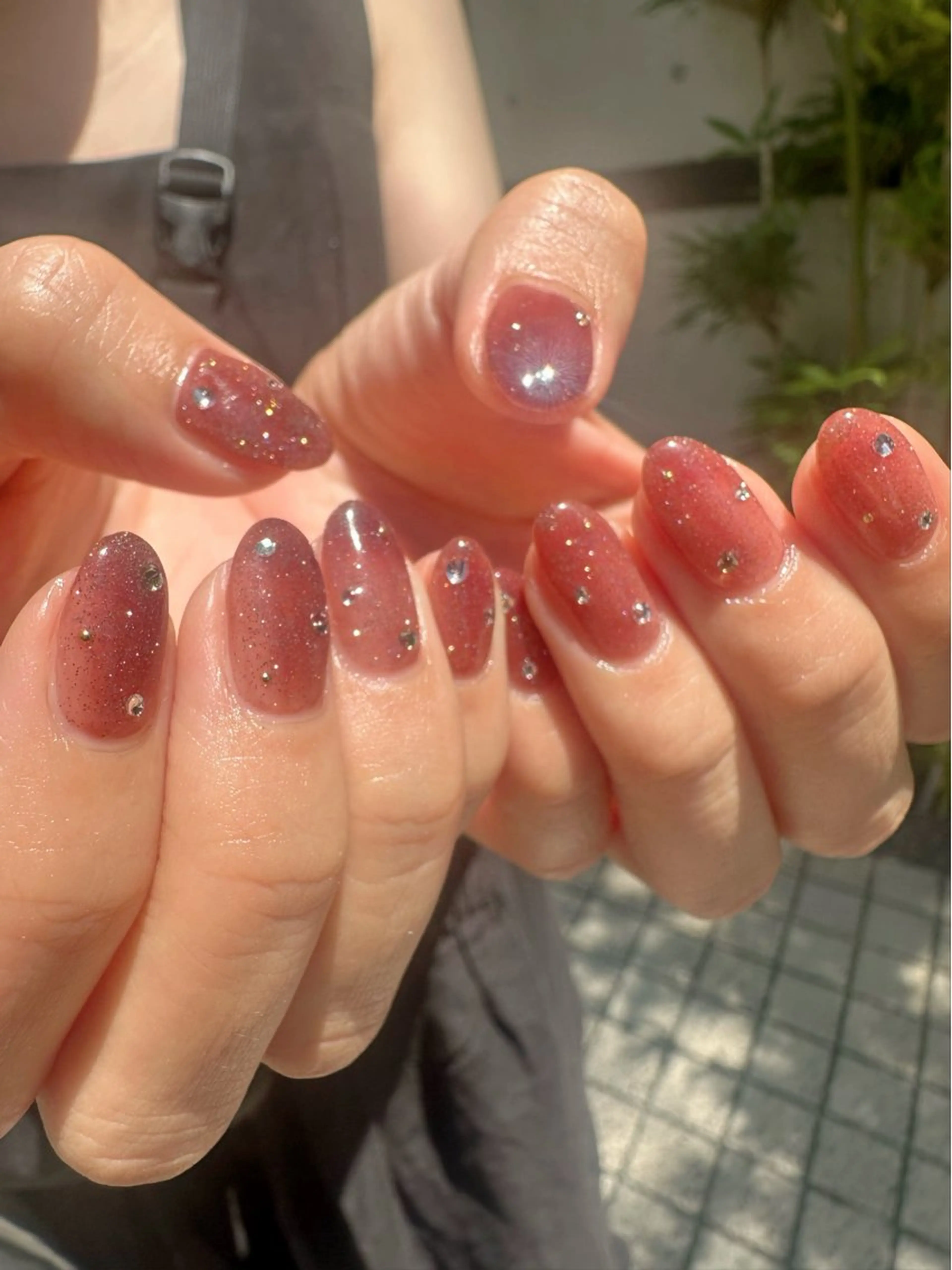 ネイル ブラウン クリアネイル フラッシュネイル 氷ネイル・うるうるネイル 韓国ネイル 🪞KAPE NAIL 🪞のネイルデザイン