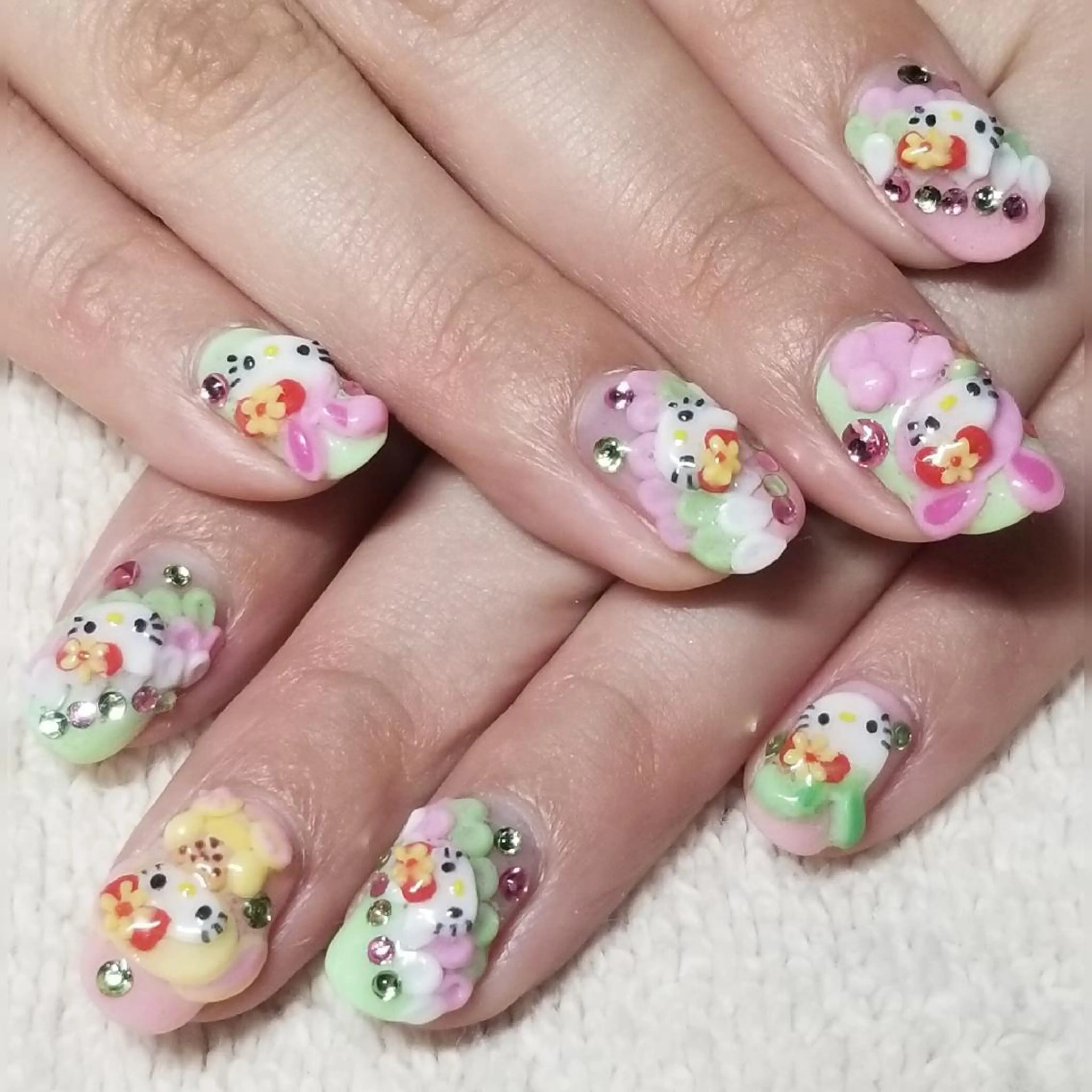 ネイル イースター グリーン パステルネイル ピンク ハンドネイル よしだ ひろきのネイルデザイン