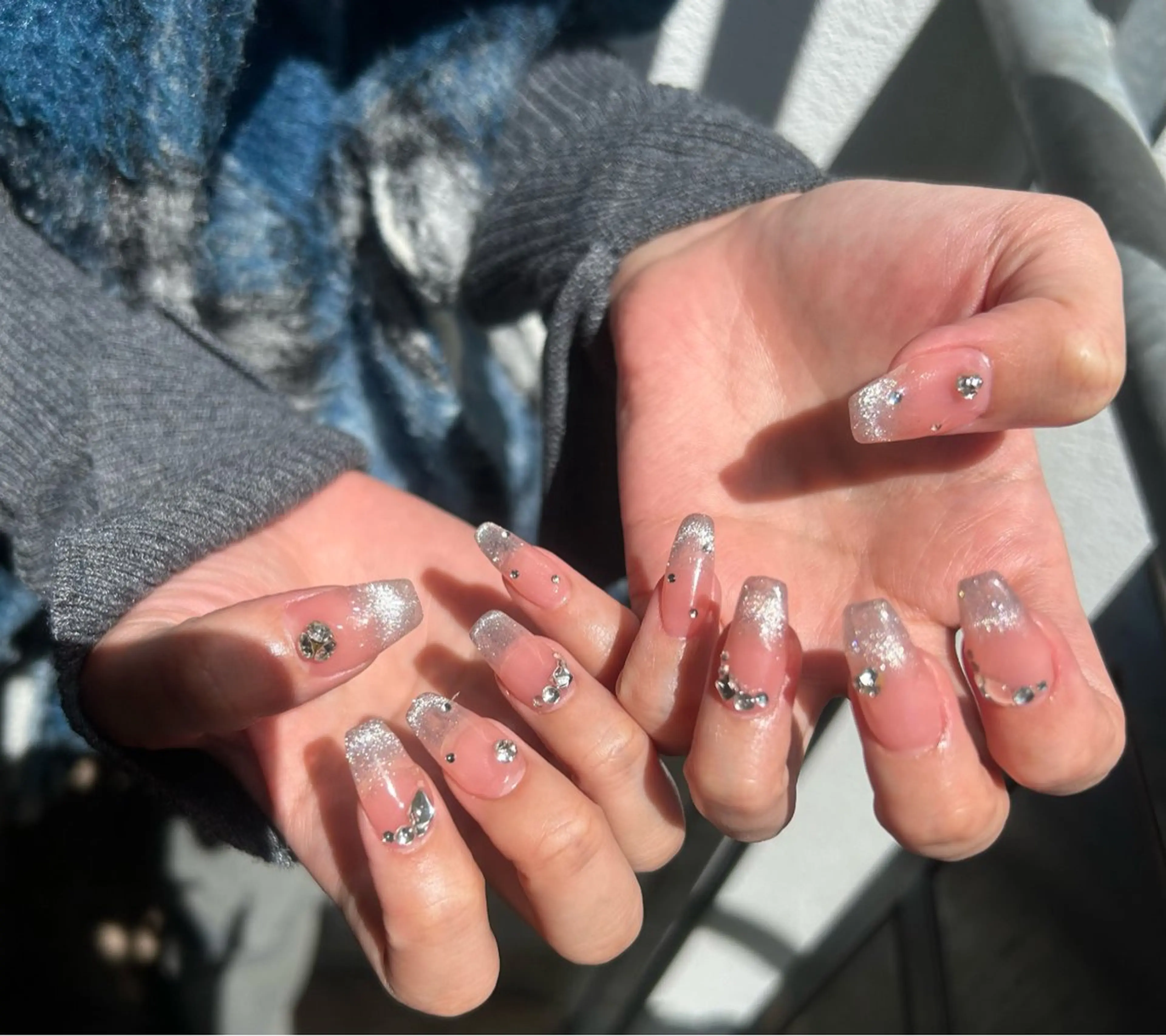 ネイル フレンチネイル キラキラネイル ストーンネイル ハンドネイル 🎀WOLTOKYO 池袋🎀hinataのネイルデザイン