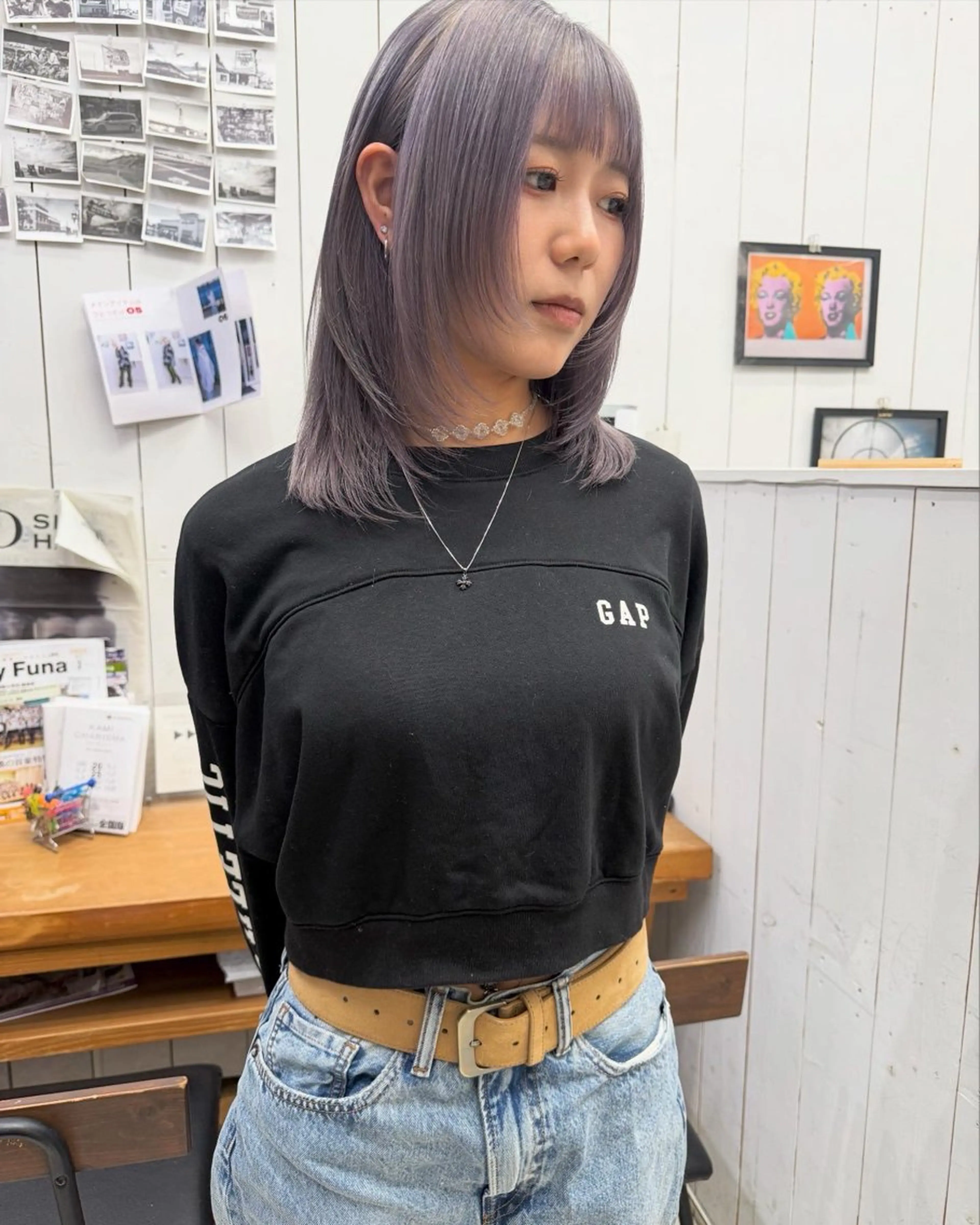 ミディアム 顔まわりレイヤー レイヤーカット カット ヘアカラー 📍葛西りんたろう/ ENVのヘアスタイル