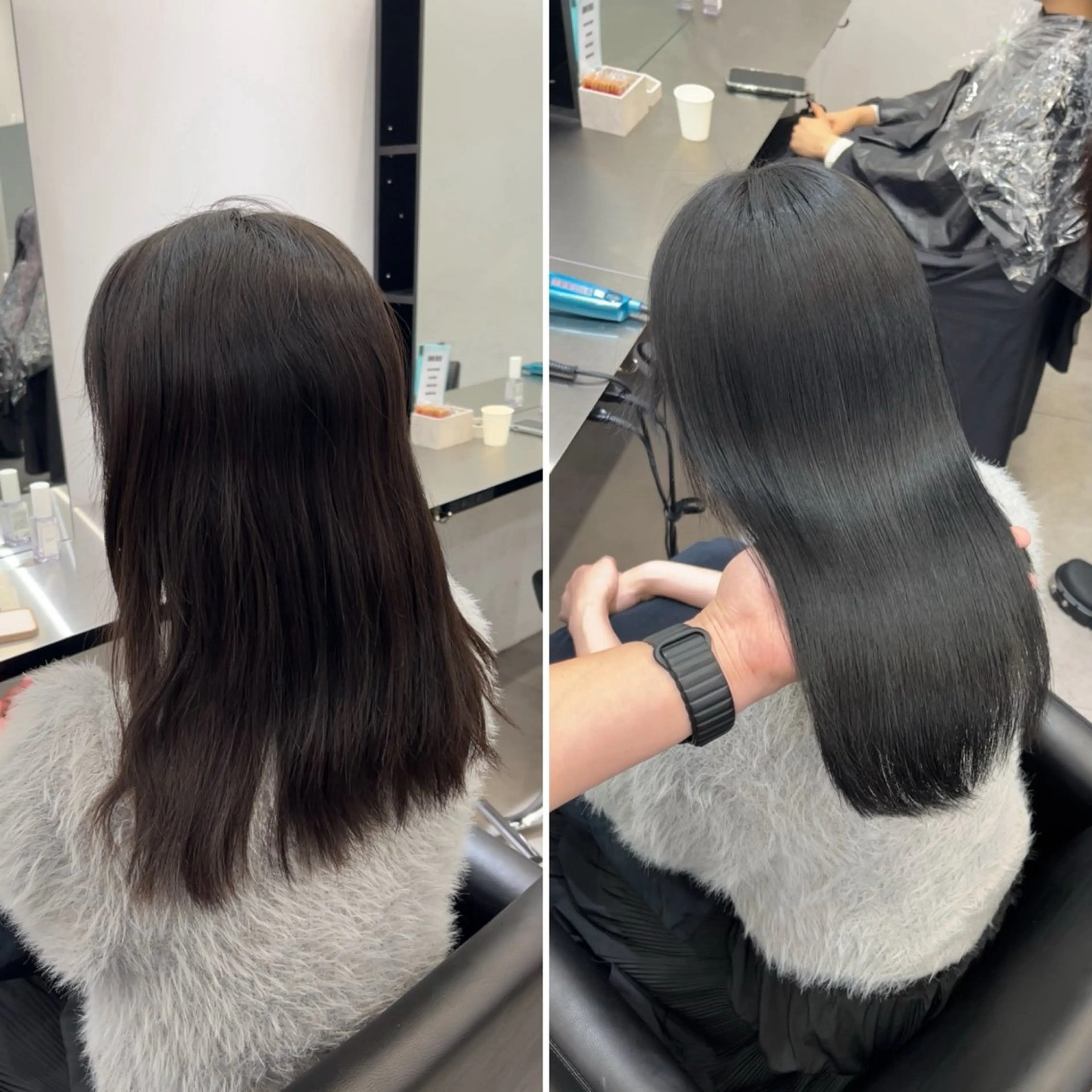 セミロング カット ヘアカラー 縮毛矯正 トリートメント 髪質改善/縮毛矯正 梅田茶屋町/西尾祐作のヘアスタイル