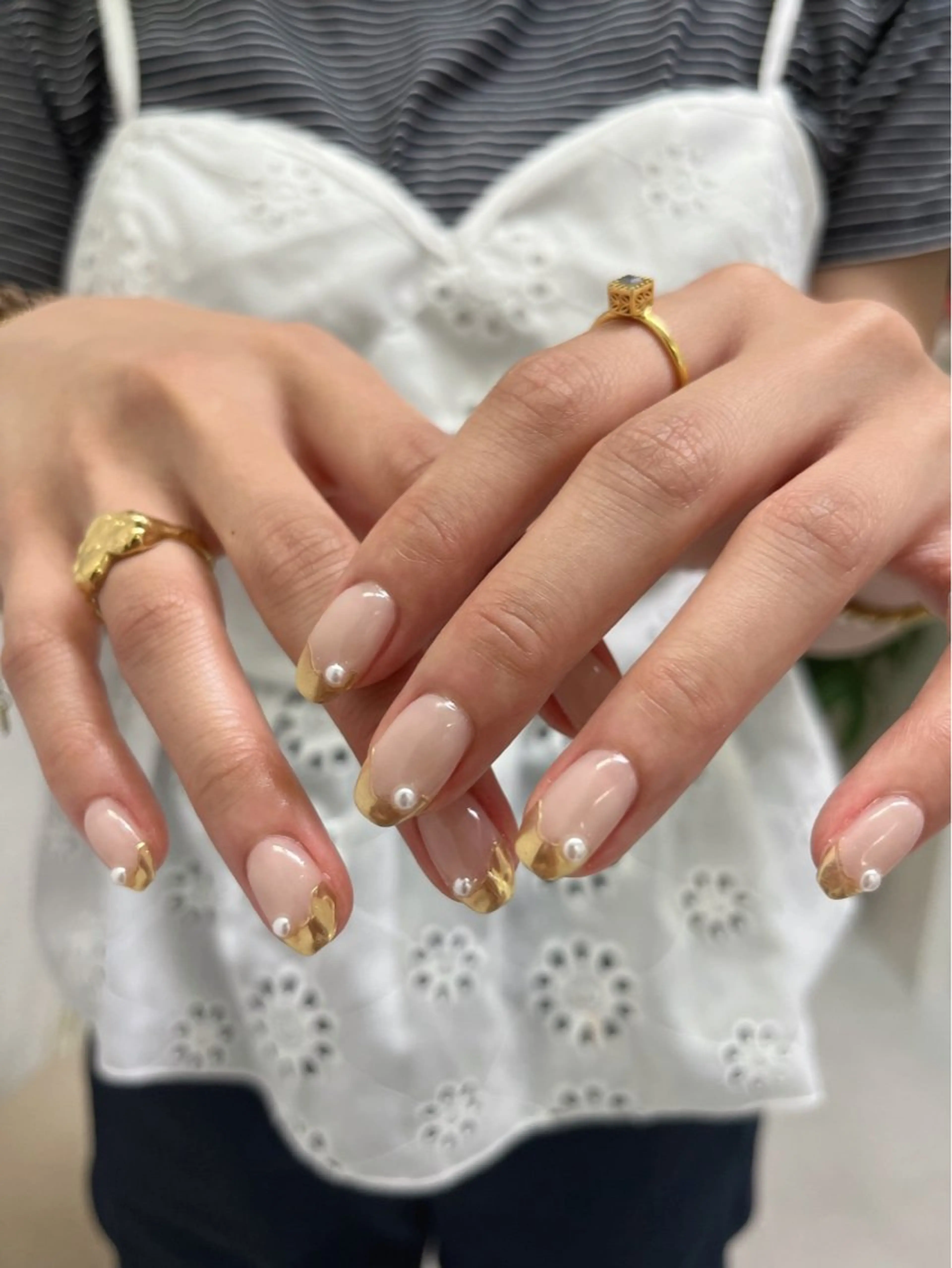 ネイル フレンチネイル ジェルネイル マグネットネイル ミラーネイル 持ち込み ハンドネイル * kaoriのネイルデザイン