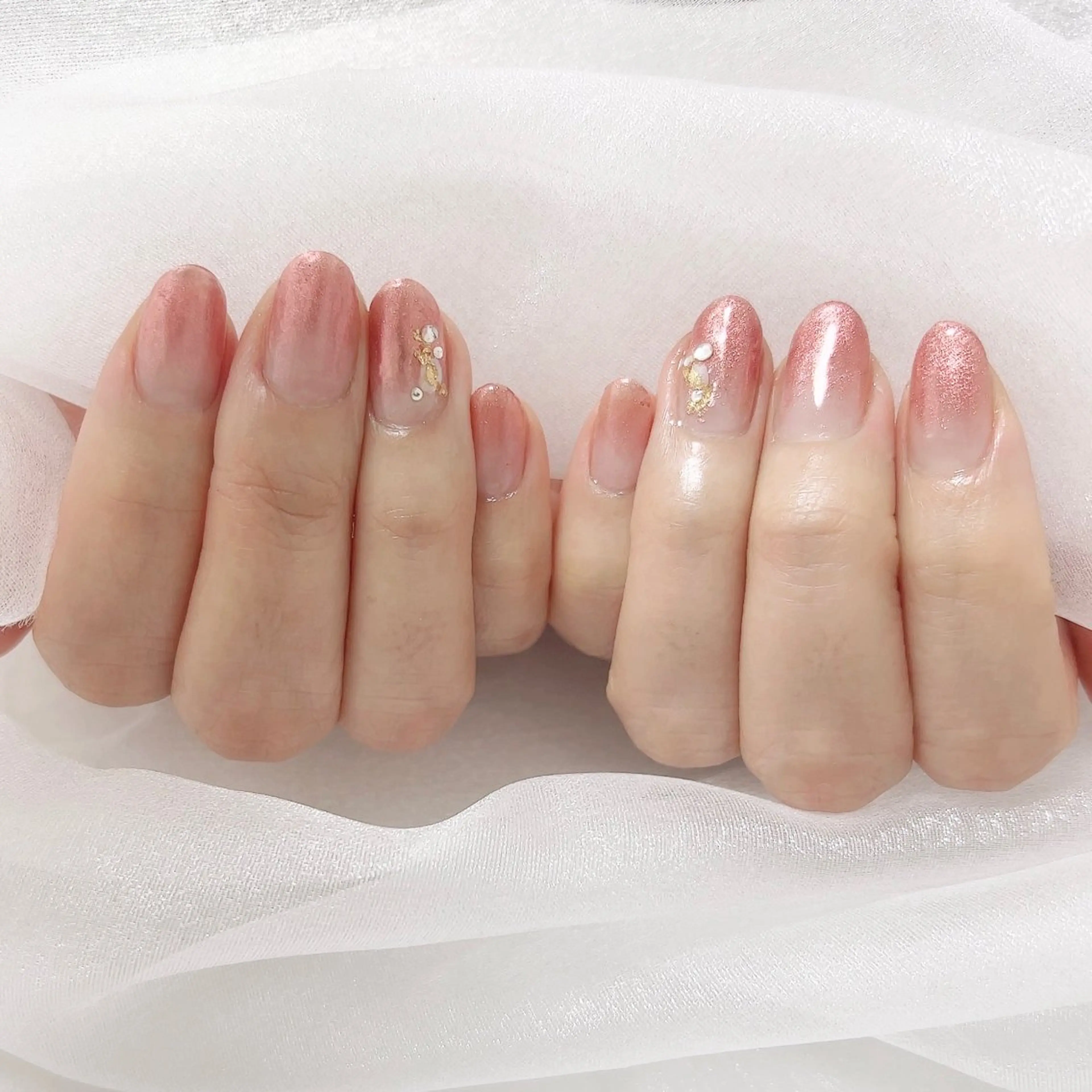 ネイル ミラーネイル ハンドネイル 自爪育成ネイルケア Lena  nailのネイルデザイン