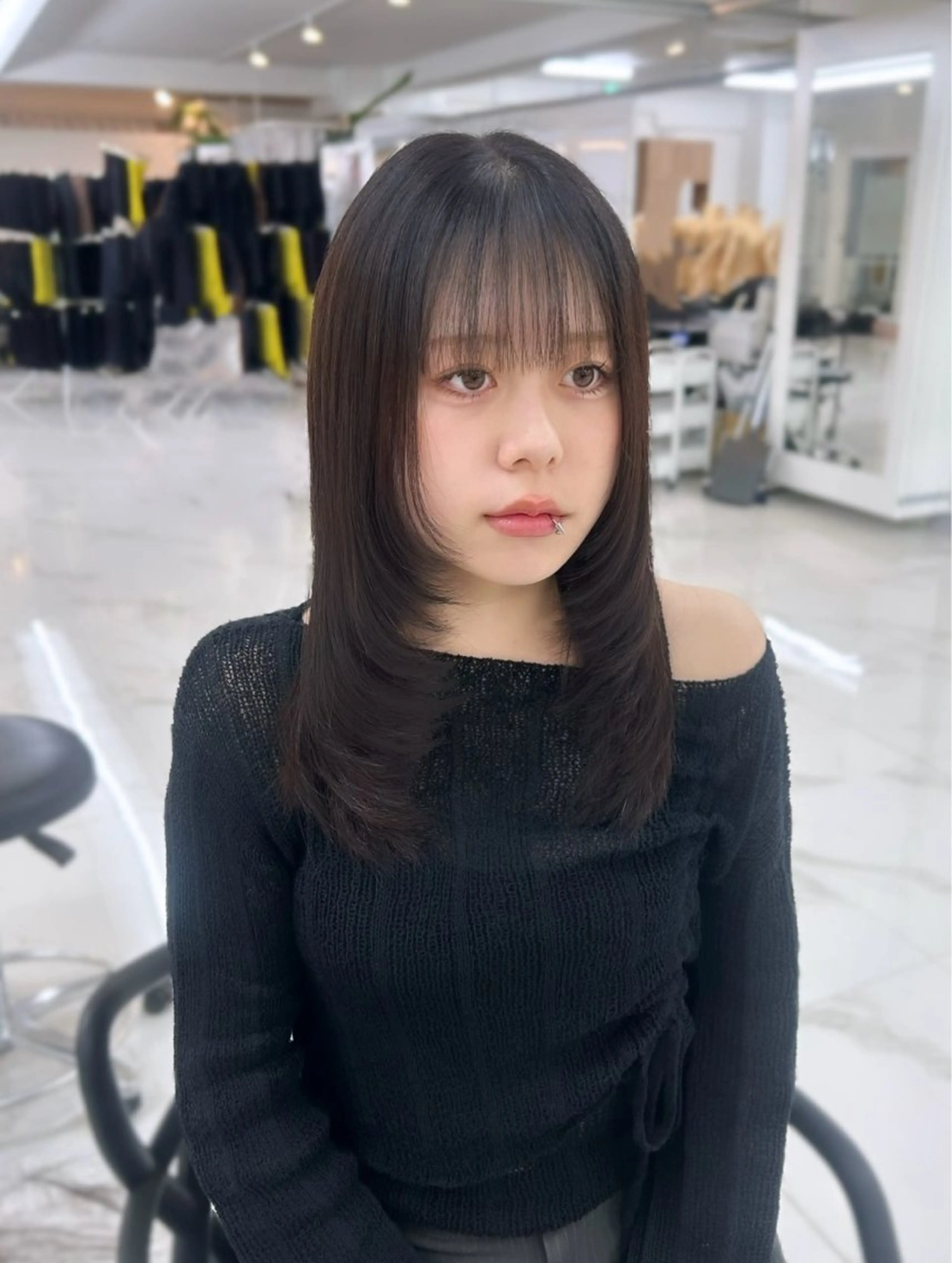ミディアム レイヤーカット カット 🤍𝗥𝗜𝗢 /京都/レイヤーのマツエク・マツパデザイン