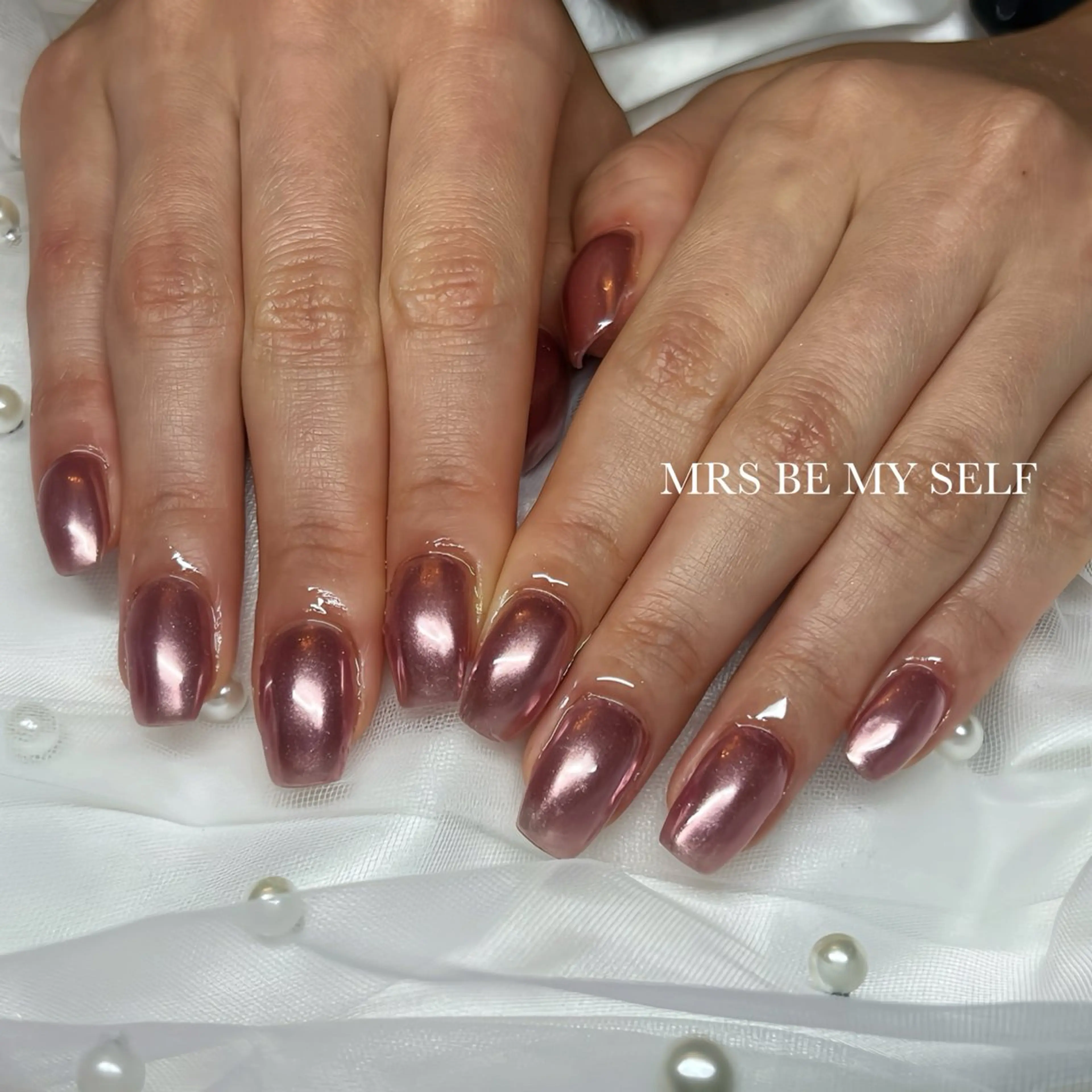 ネイル ミラーネイル ピンク 春ネイル ハンドネイル MRS/ miyu🎀のネイルデザイン