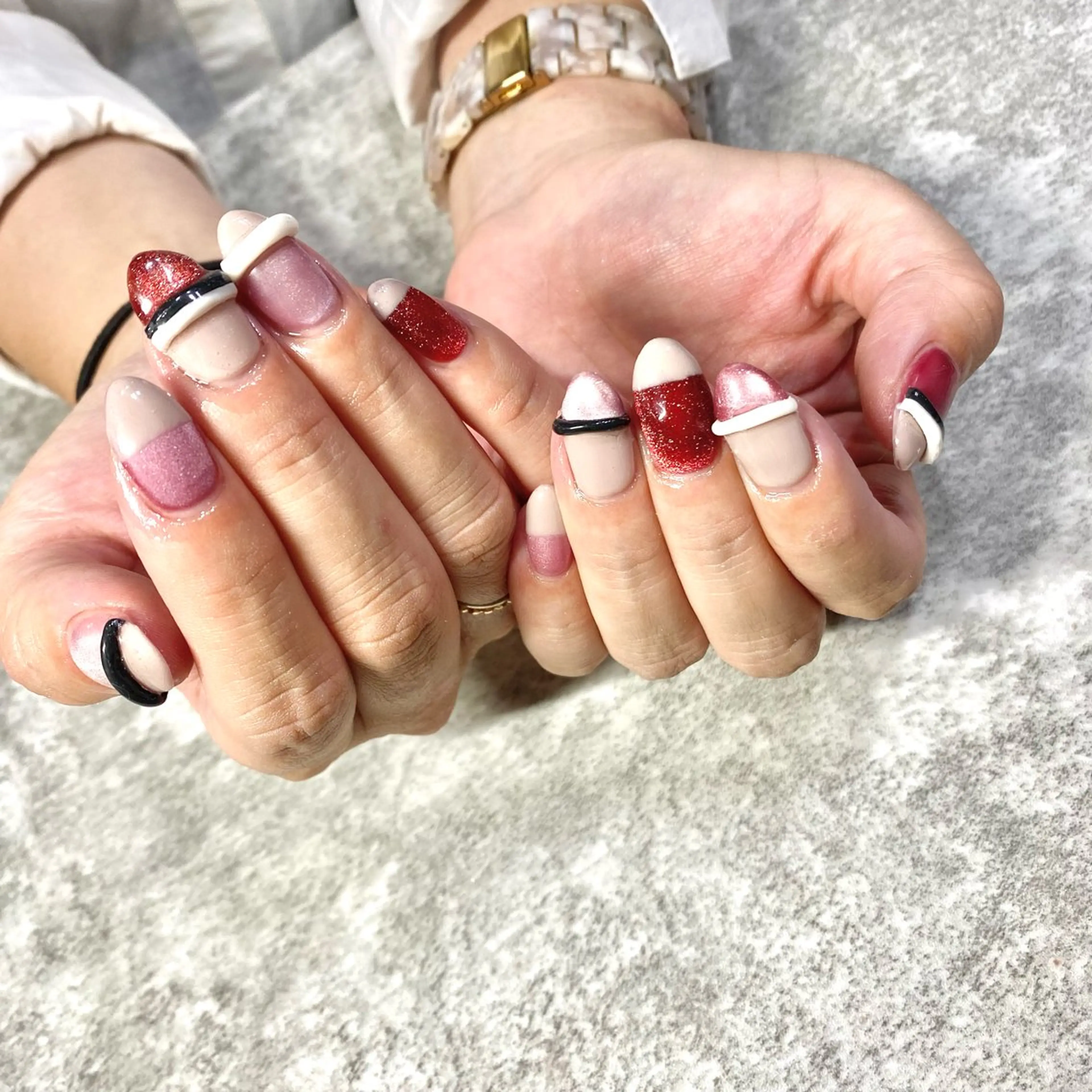 ネイル マグネットネイル ピンク ハンドネイル ★Rinail... .のネイルデザイン