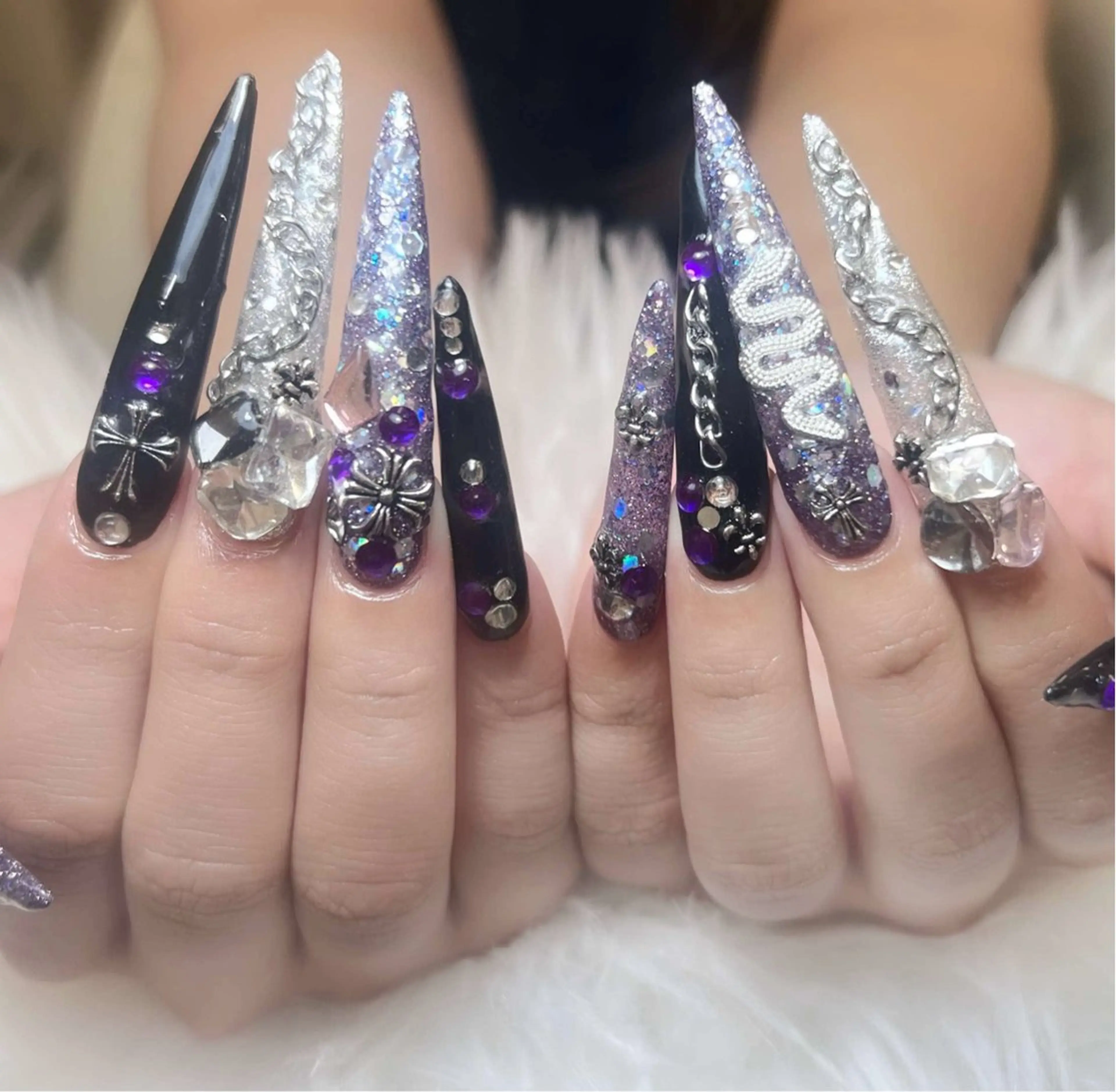 ネイル チークネイル 長さ出し フットネイル マグネットネイル 持ち込み ハンドネイル ANH NAIL ゴテゴテ専門店💎のネイルデザイン