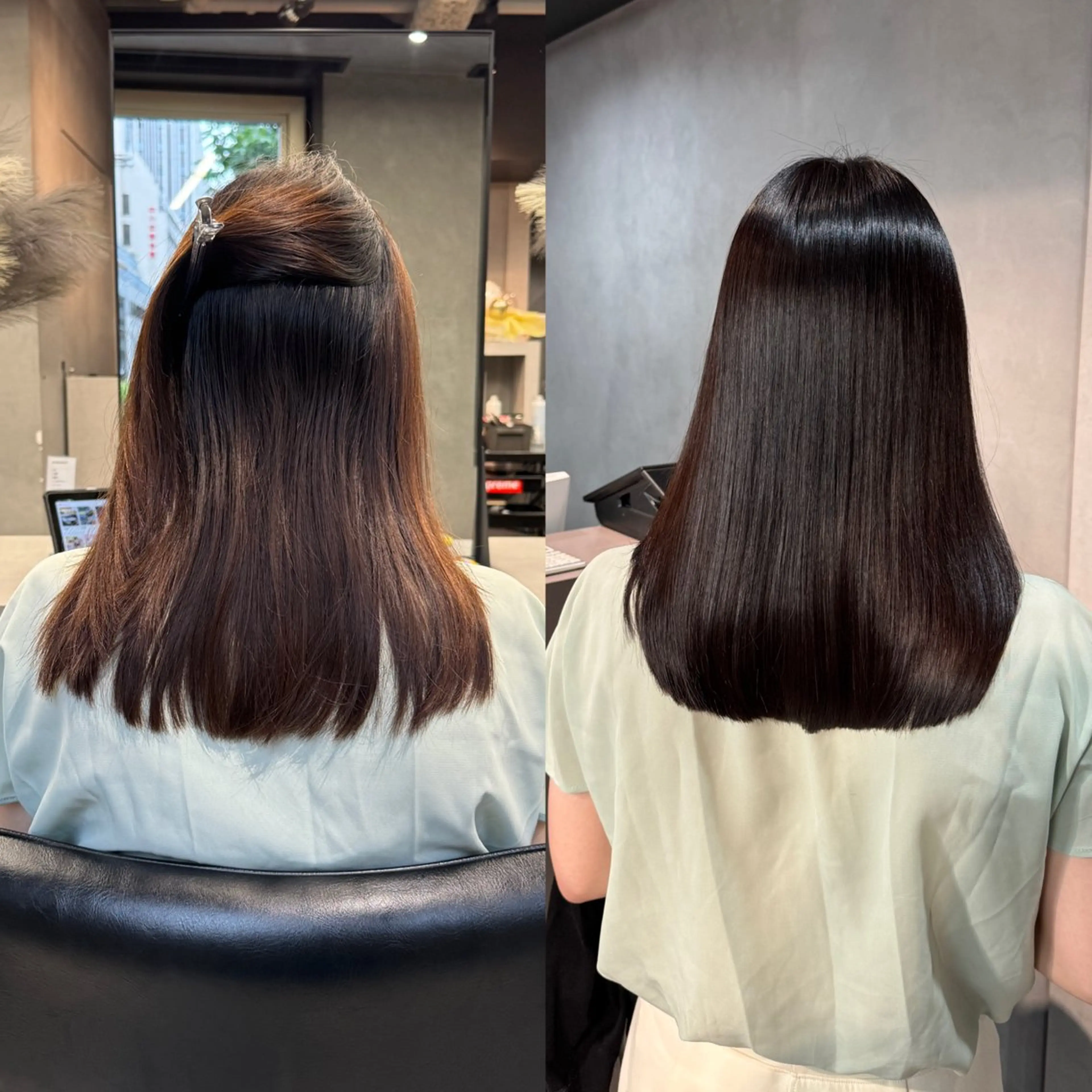 ミディアム カット ヘアカラー 縮毛矯正 トリートメント 髪質改善/艶髪 MINAMIのヘアスタイル