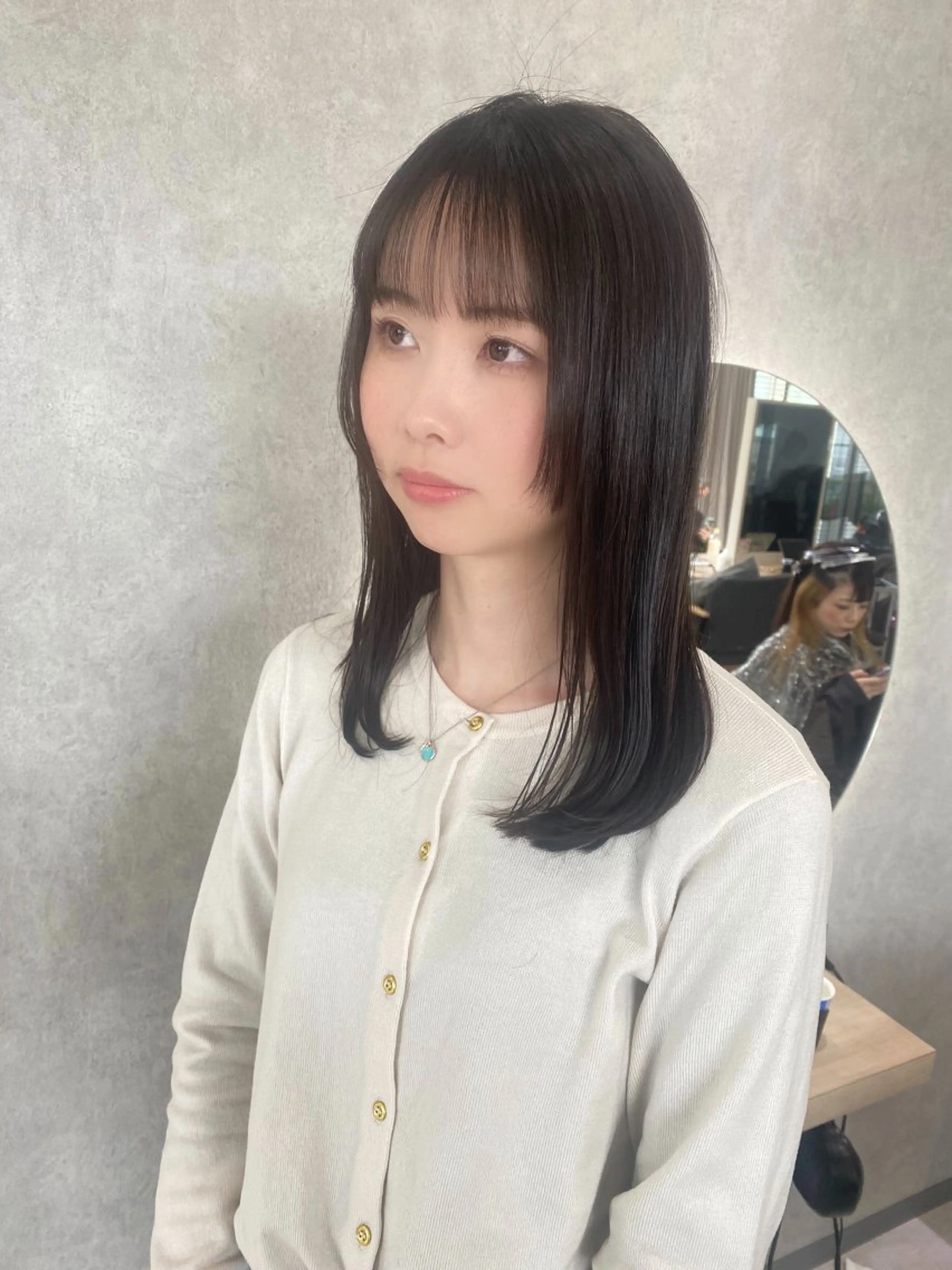 セミロング パーマ 縮毛矯正 カット 縮毛矯正 トリートメント 透明感カラー ボブ ミディアム 齊木勇人のヘアスタイル