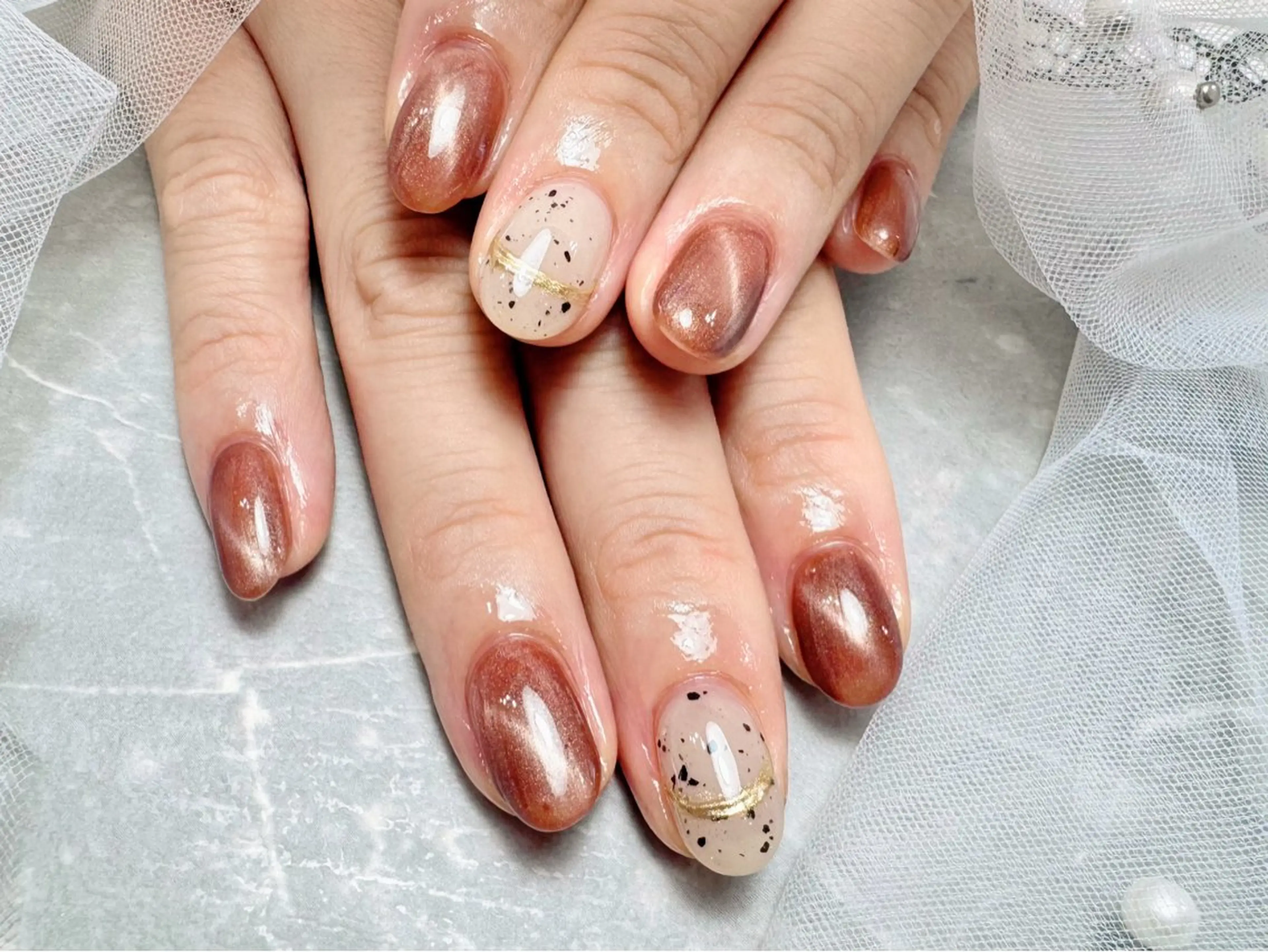 ネイル ハンドネイル マジック ミラーのネイルデザイン