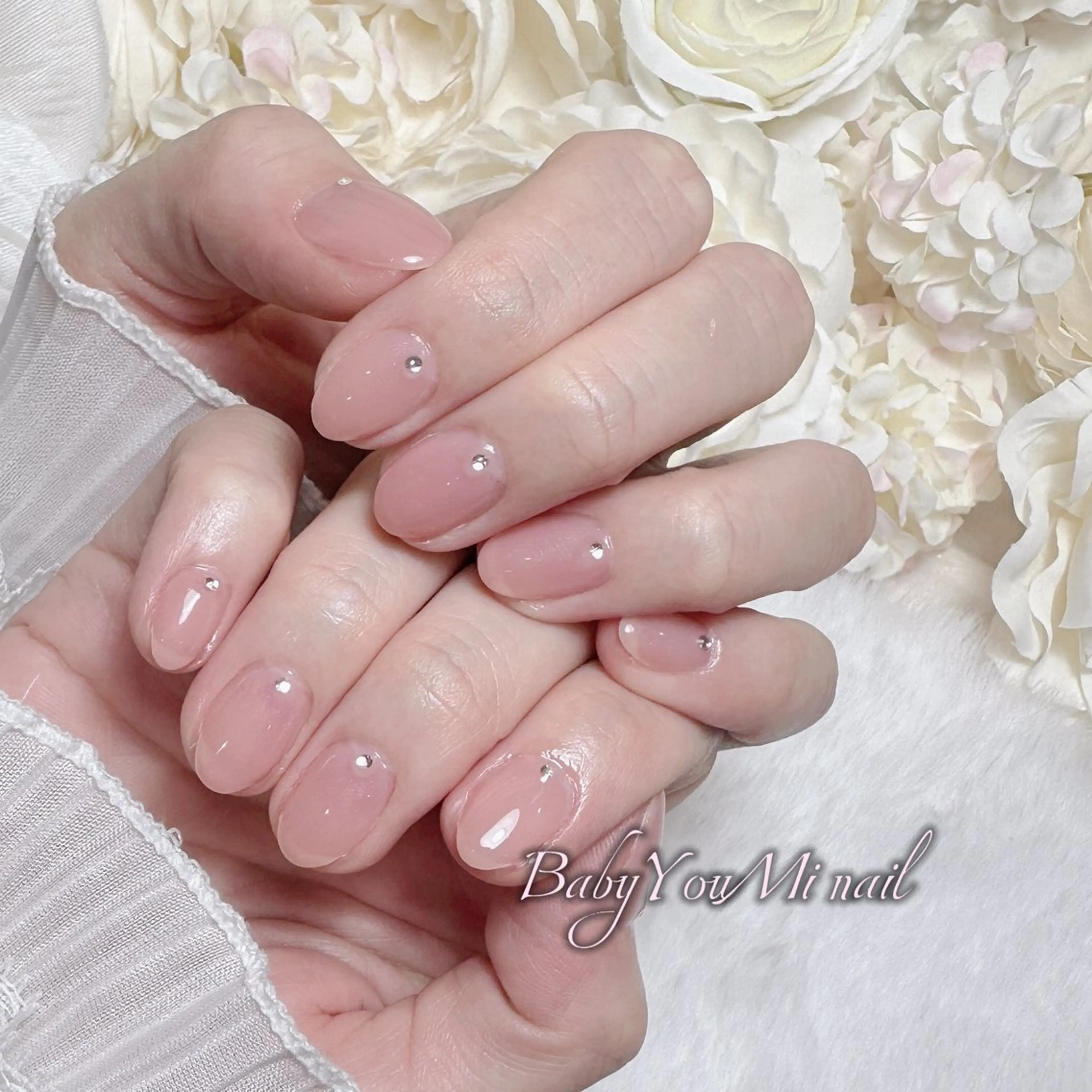 ネイル オーロラネイル チークネイル 成人式 フットネイル フレンチネイル ハンドネイル BabyYouMi nailのネイルデザイン