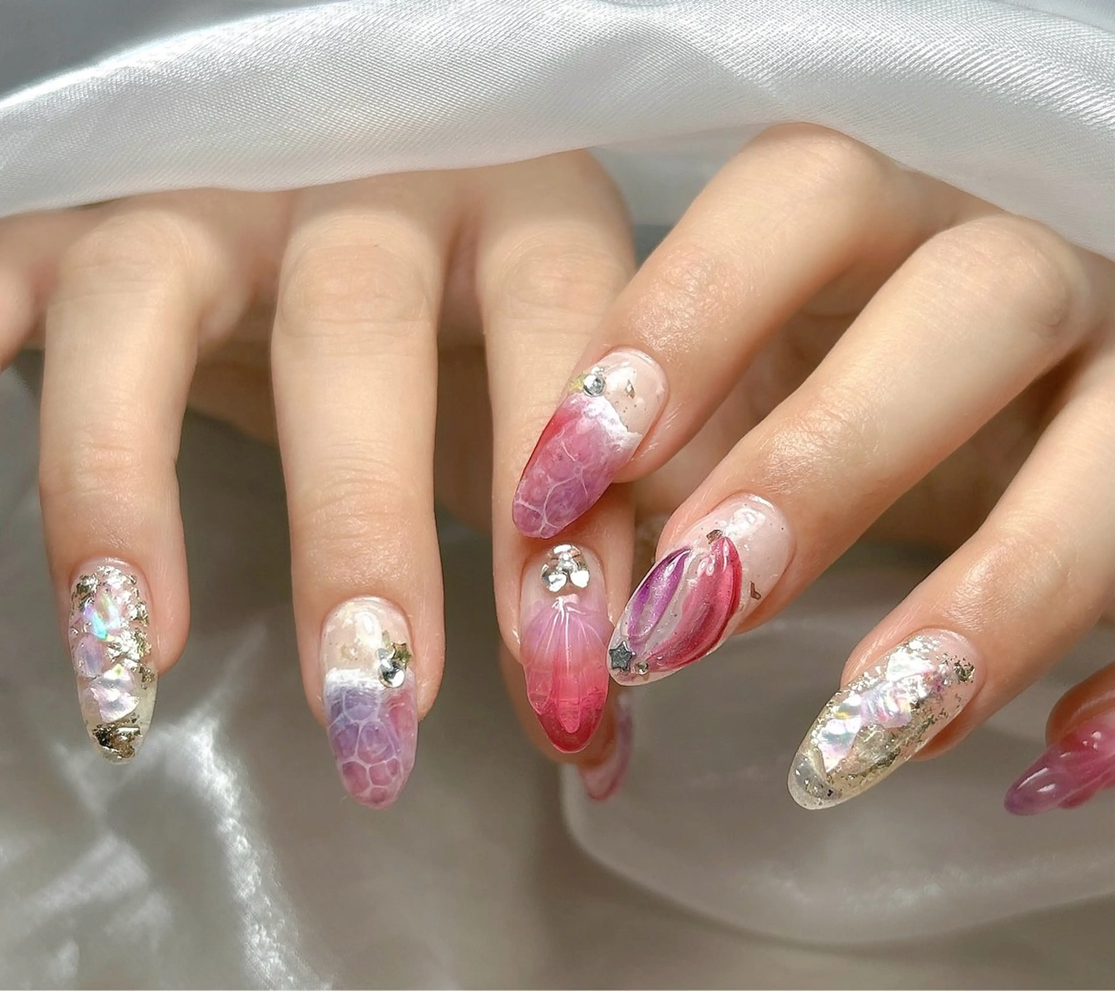 ネイル ピンク パープル 夏ネイル ハンドネイル Nailsalon MONA.のネイルデザイン