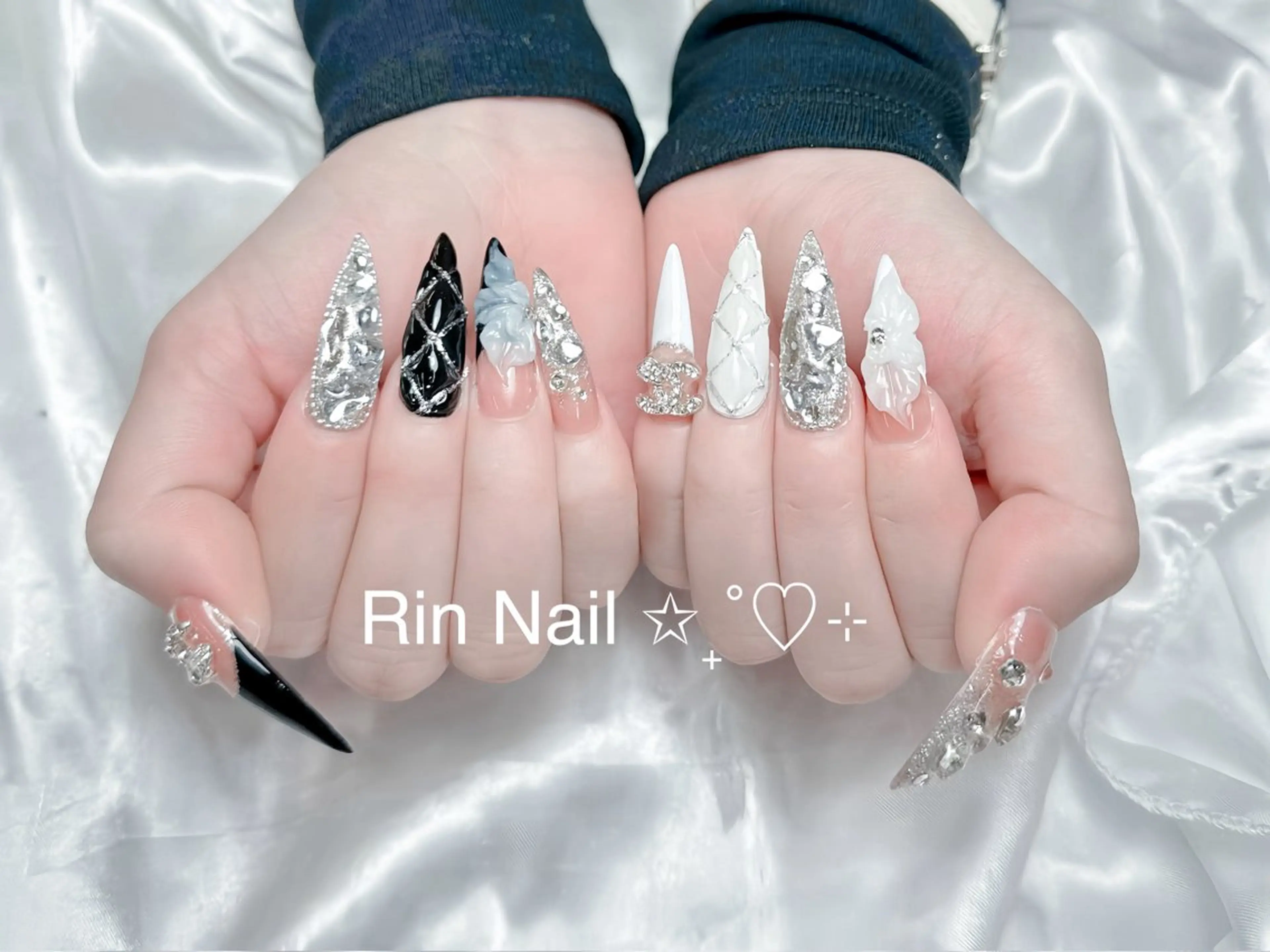 ネイル アートネイル 成人式 ロングネイル スカルプネイル ネイルチップ ハンドネイル Rin Nail 新大久保店のネイルデザイン
