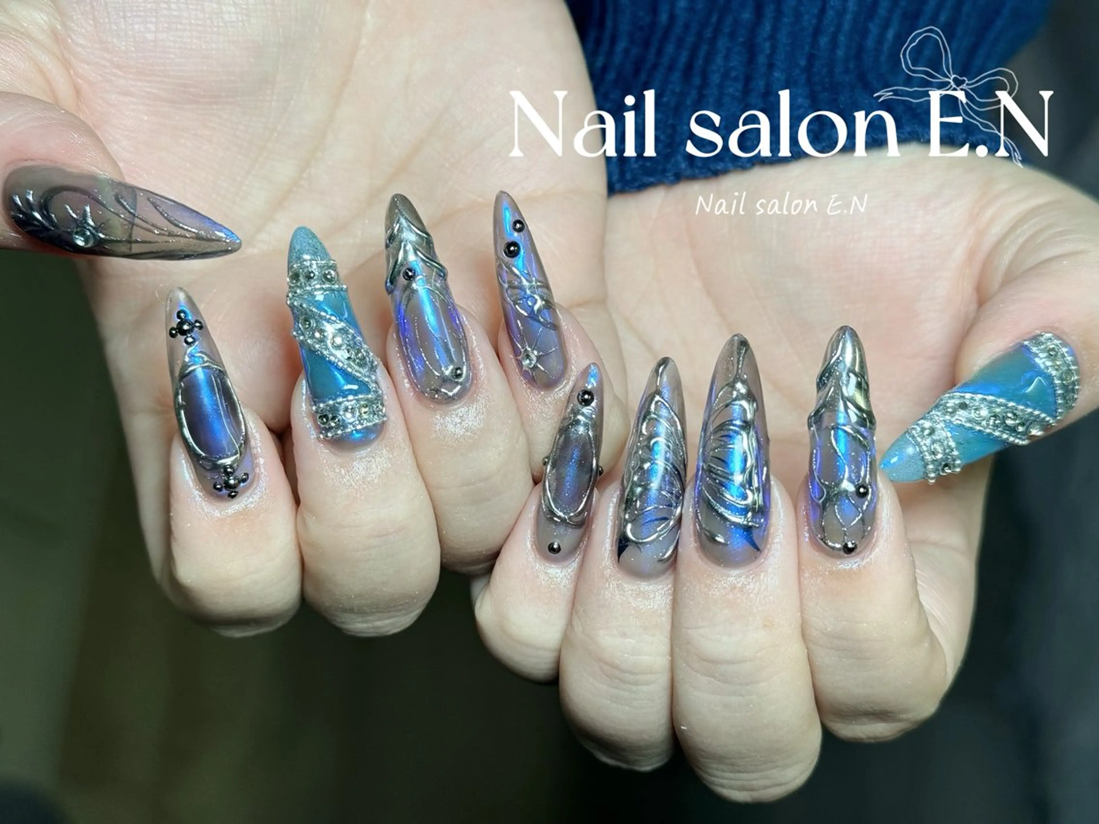 ネイル アートネイル オーロラネイル ブラウン クリアネイル フレンチネイル ハンドネイル E.N🦋 長さ出し/持ち込みのネイルデザイン