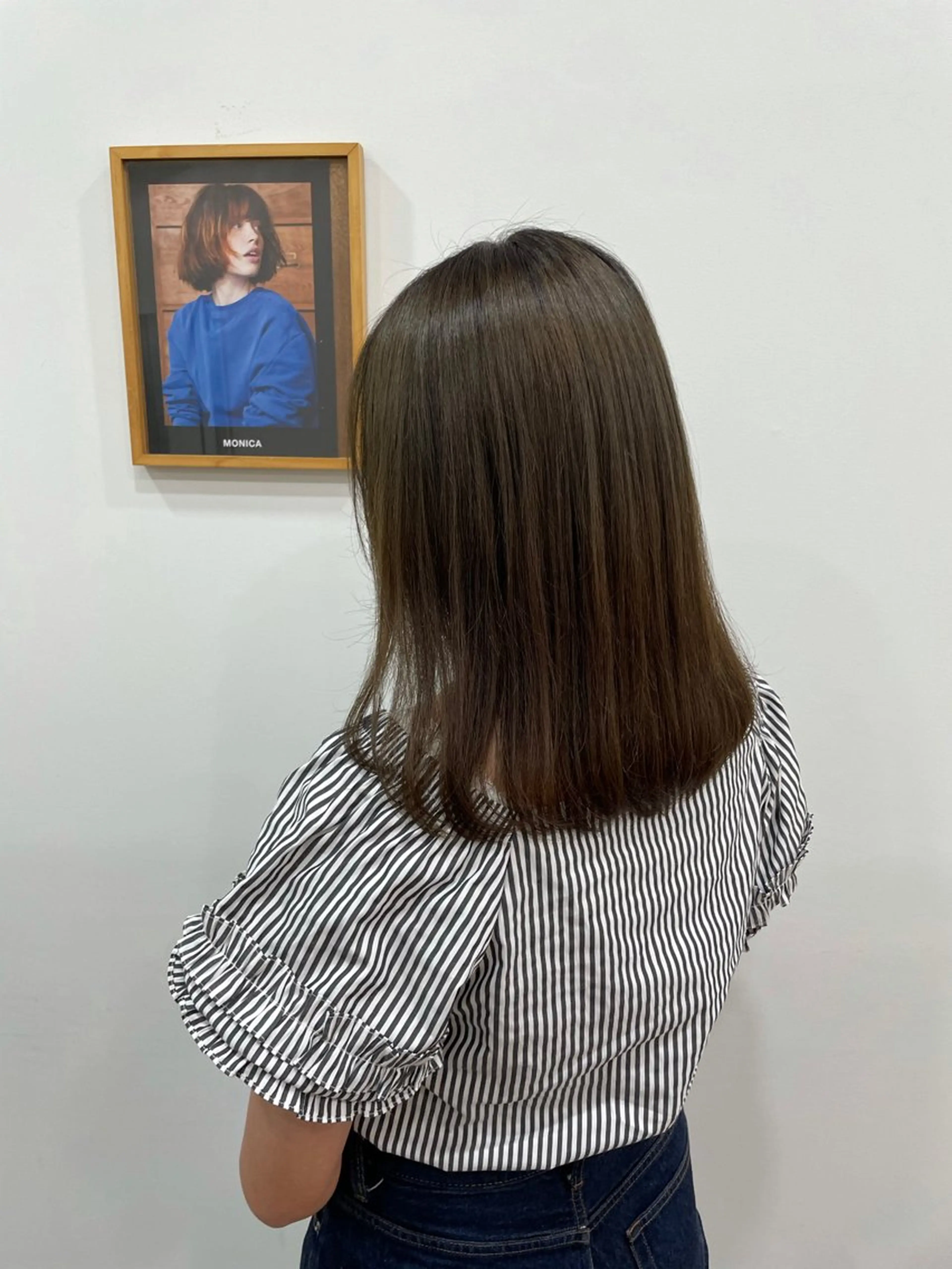 ミディアム 縮毛矯正×髪質改善 カラー×クロスパーマのヘアスタイル