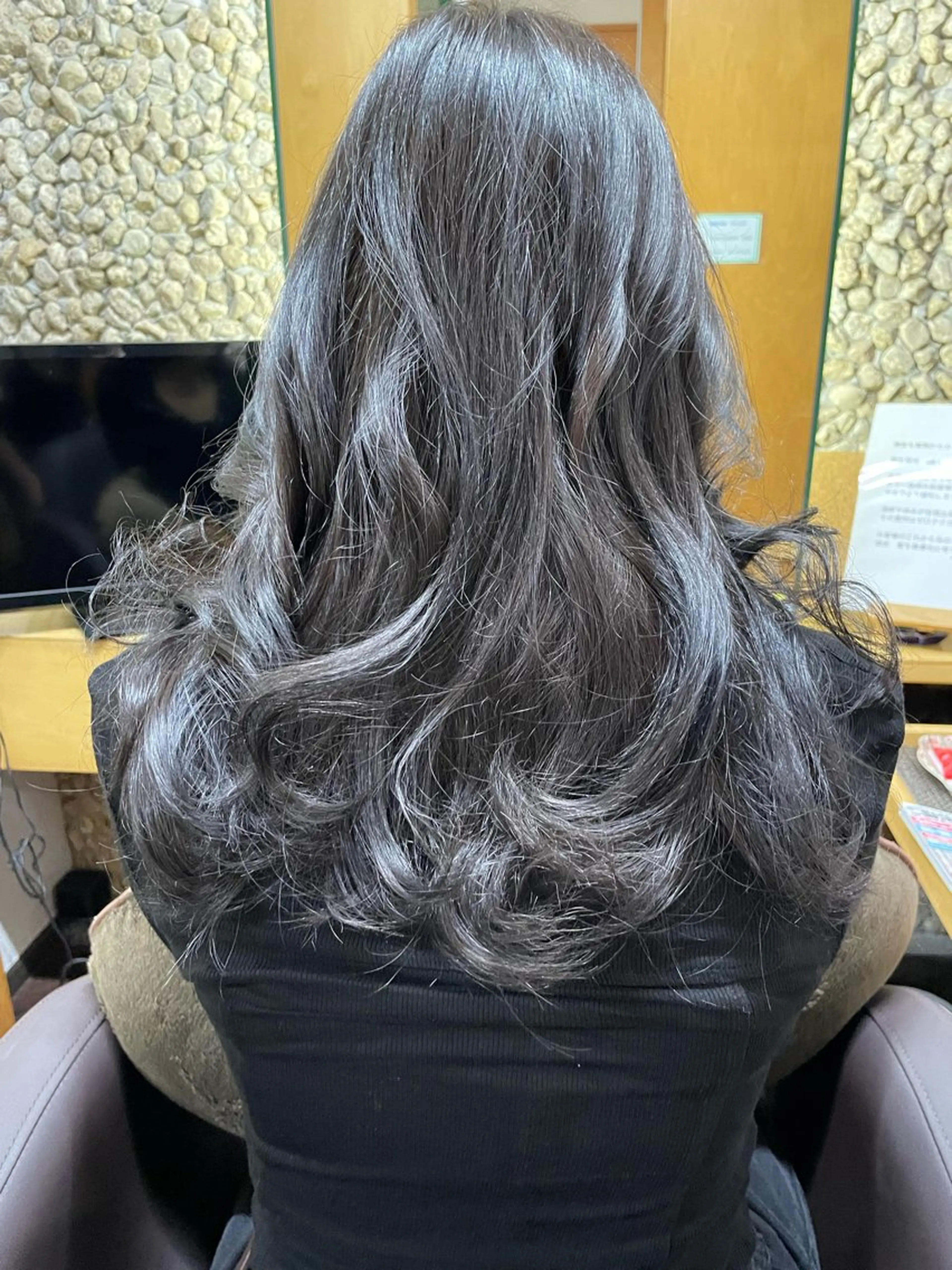 ロング カラー 黒髪 バイオレットカラー katae sayoriのヘアスタイル