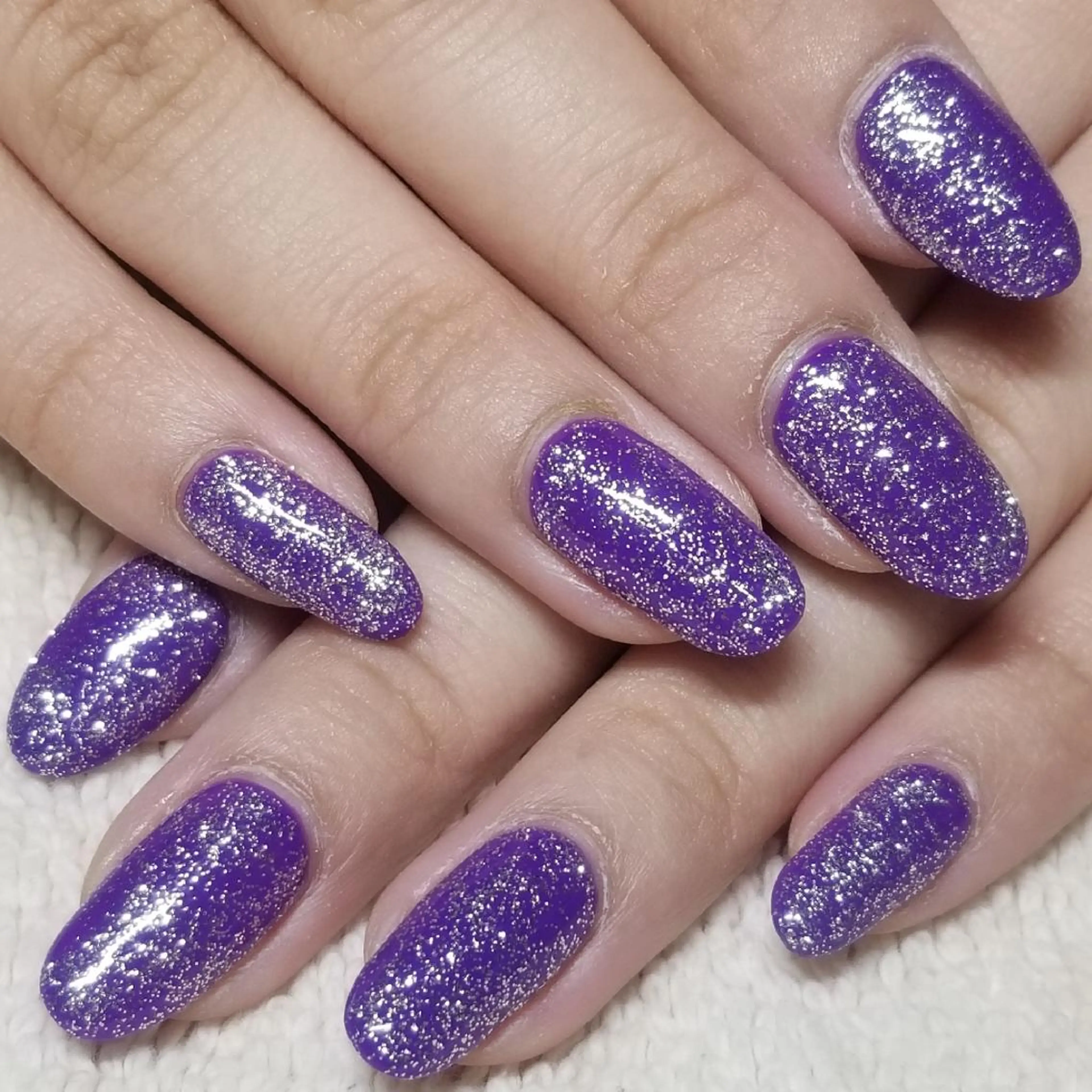 ネイル ラメ(グリッター) ワンカラーネイル パープル シルバー ハンドネイル よしだ ひろきのネイルデザイン