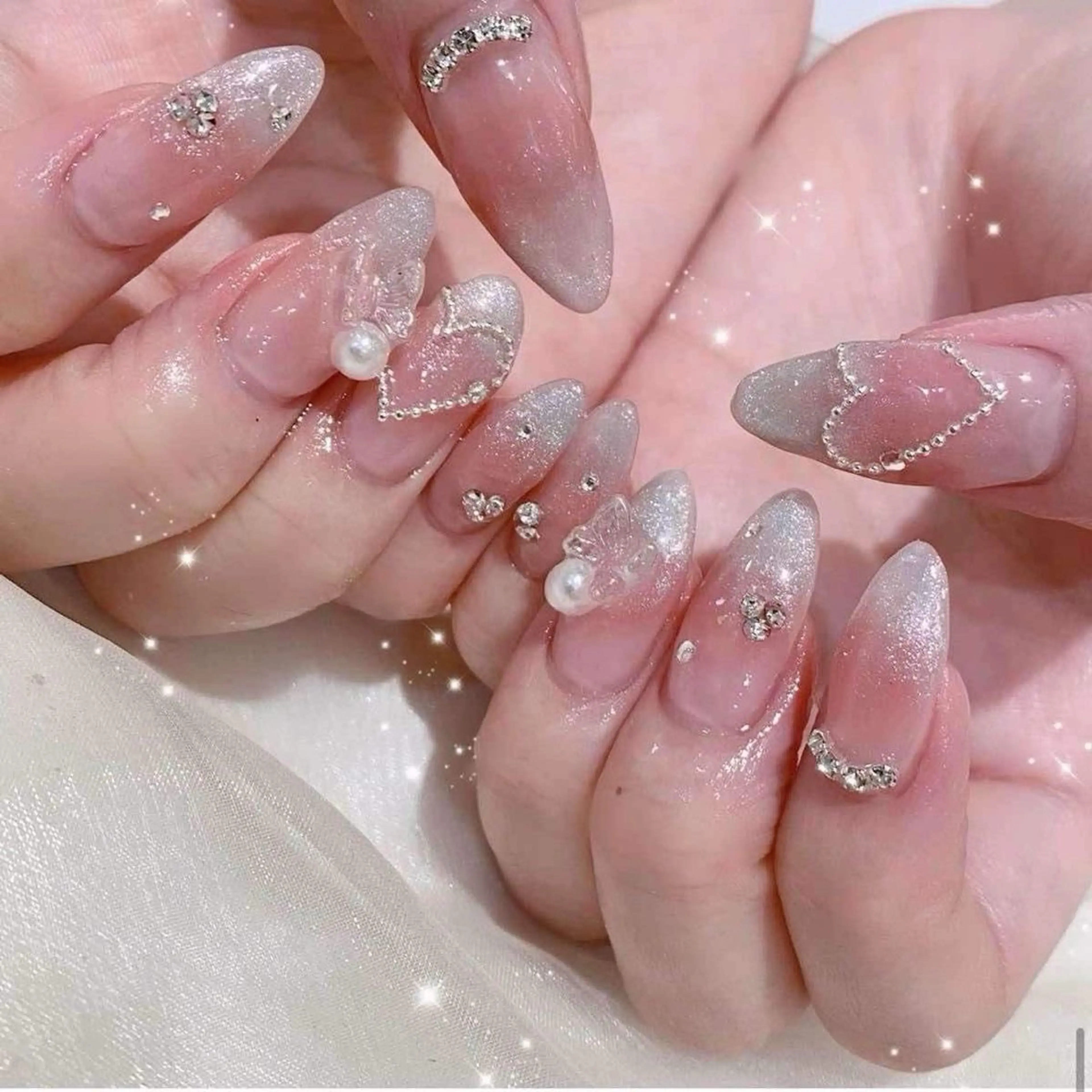 ネイル オーロラネイル チークネイル 長さ出し フットネイル フレンチネイル Lee Nails チップ長さだし専門店のネイルデザイン