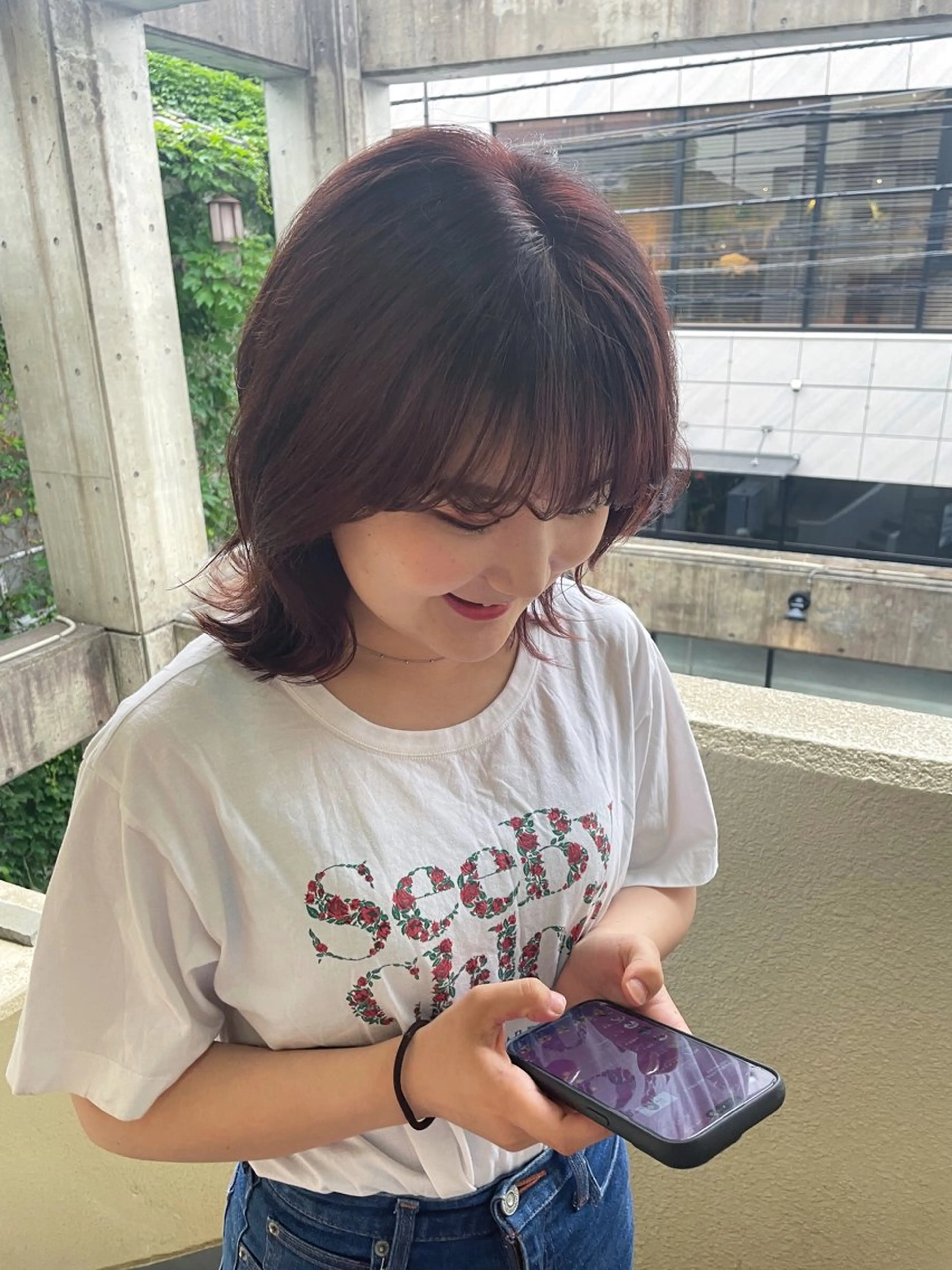 ミディアム カラー ヘアカラー トリートメント mei｜顔まわり ×透明感カラーのヘアスタイル