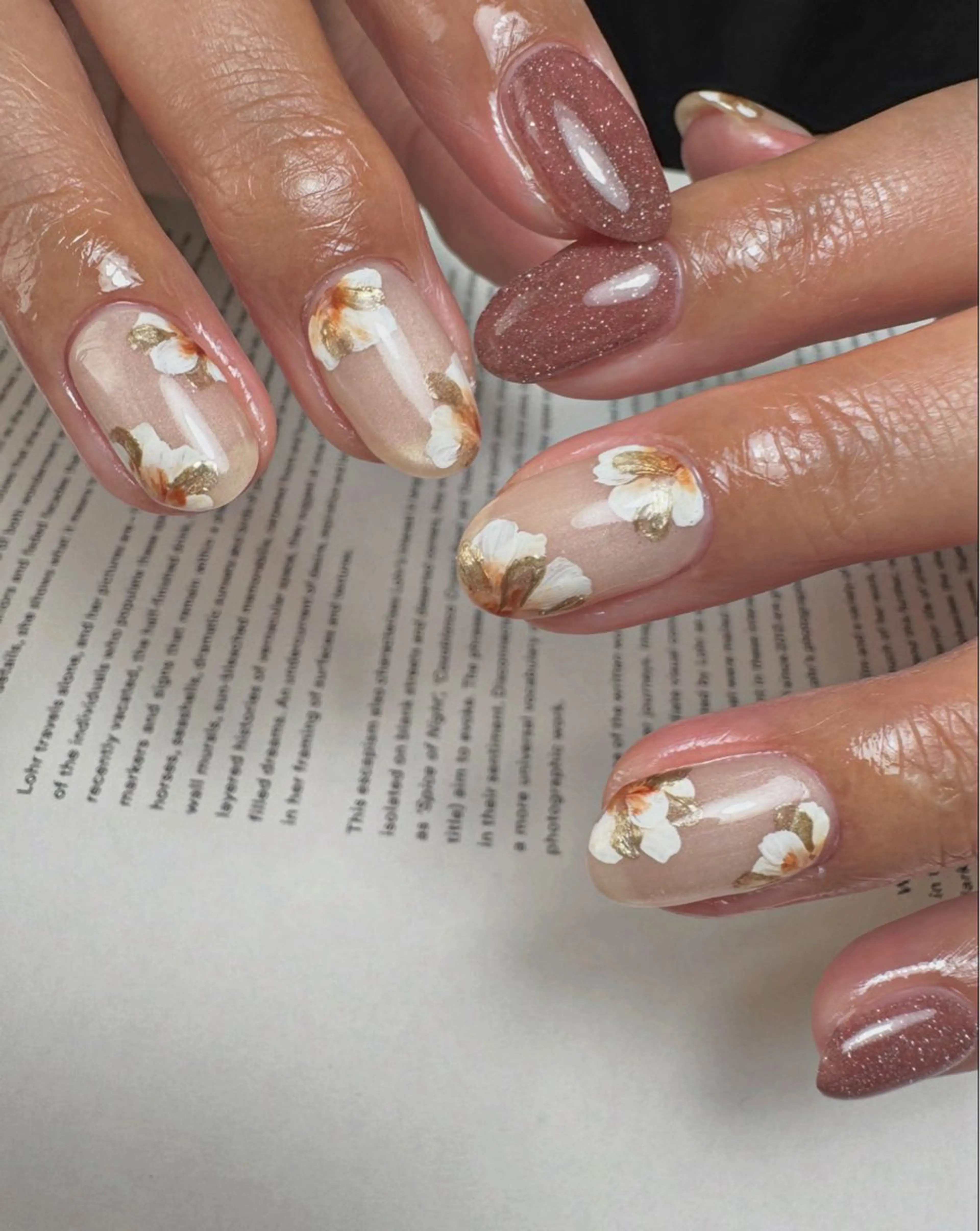 ネイル フラワーネイル マグネットネイル ニュアンスネイル ハンドネイル 白日-hakubi nail-のネイルデザイン