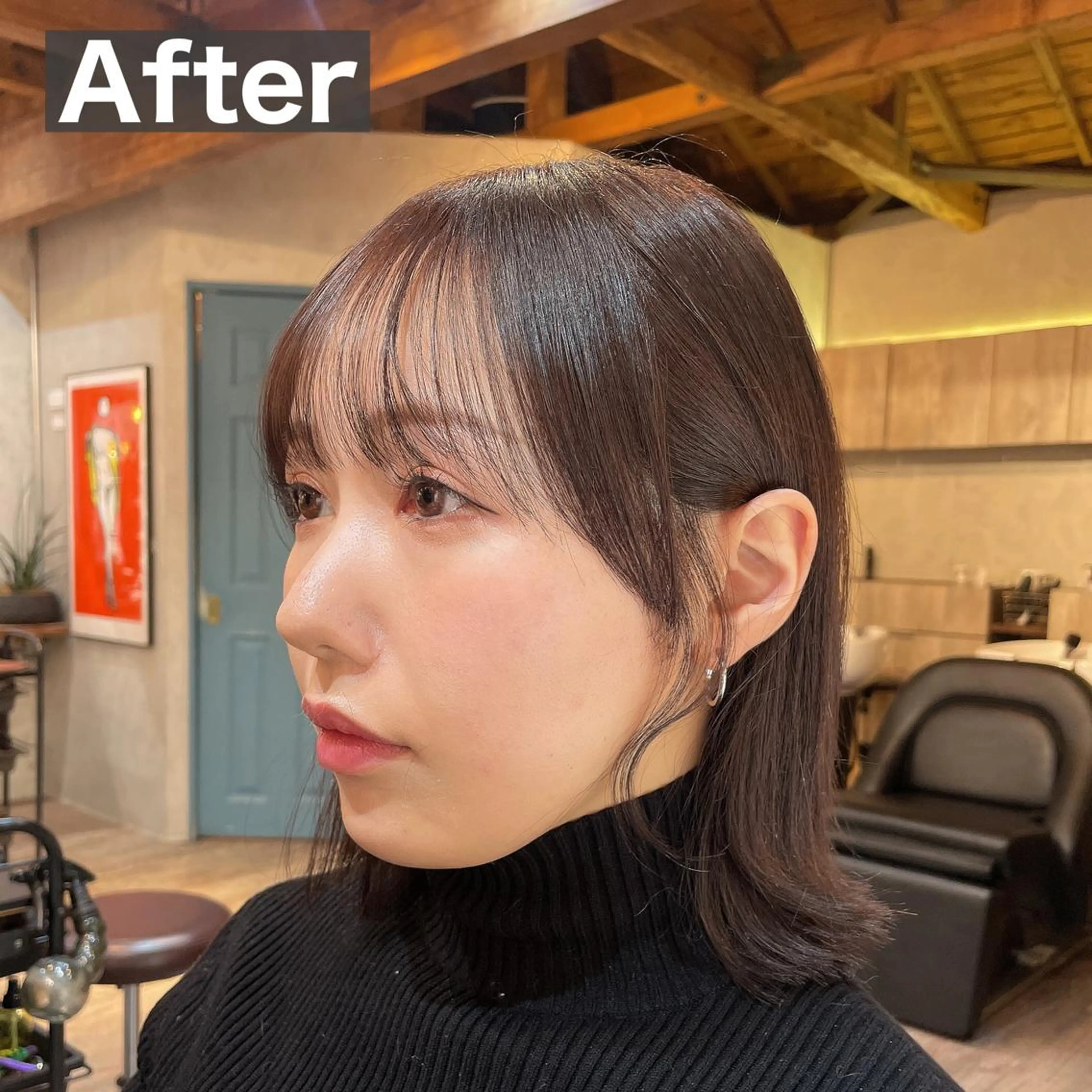 ミディアム カラー 顔周りカット 【オノザワリョウ】のヘアスタイル