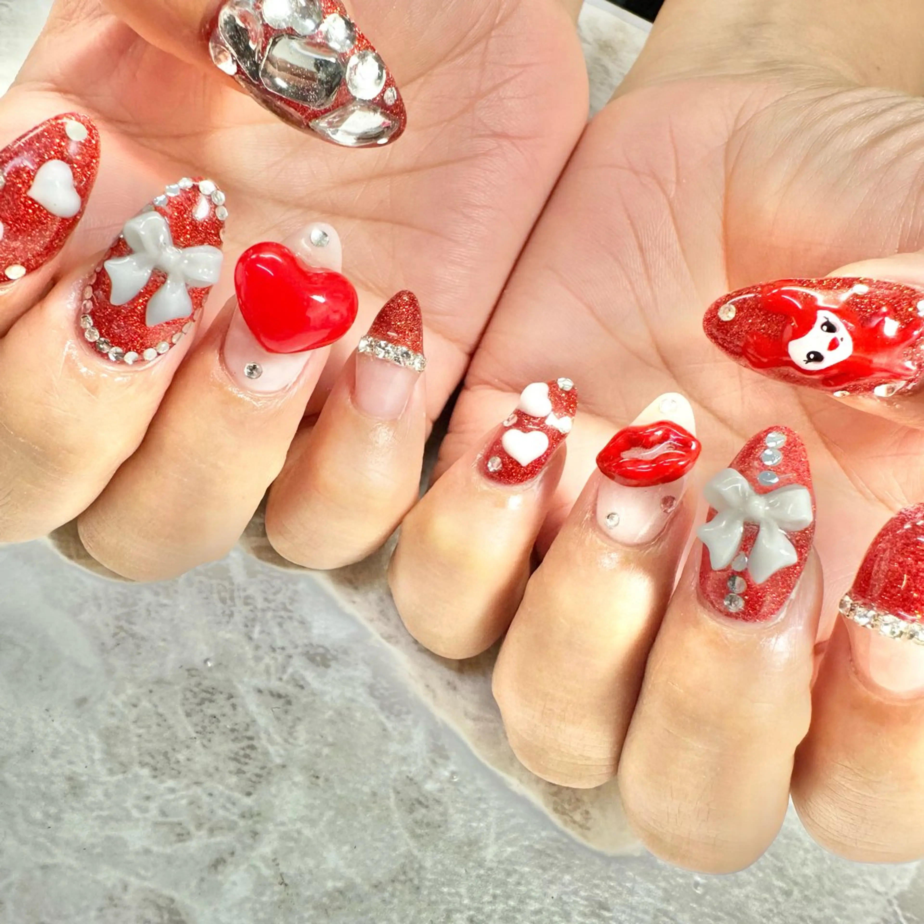 ネイル 韓国ネイル 赤色 🤎CHARME NAIL🤎のネイルデザイン