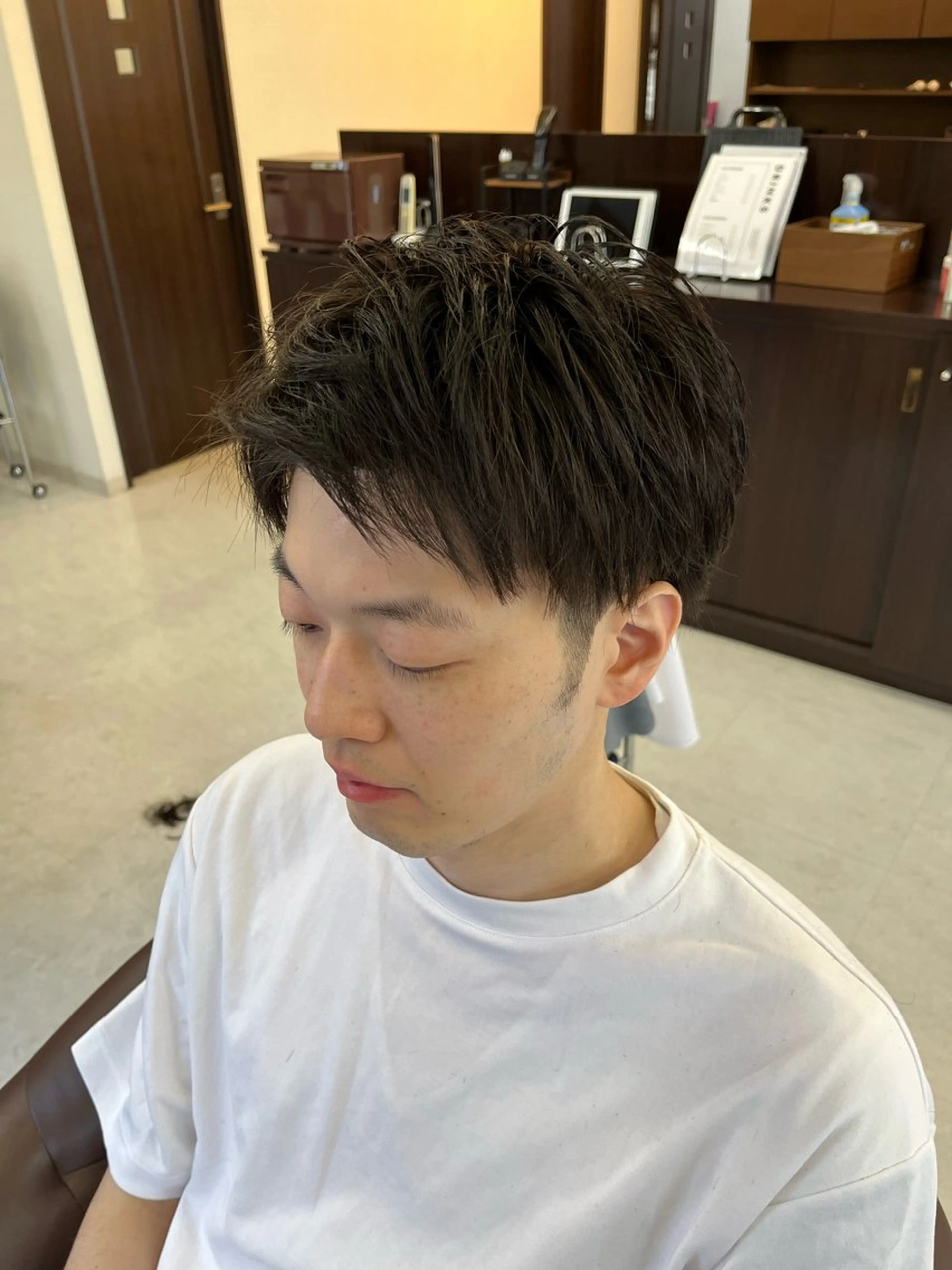 ショート メンズ ビジネス メンズパーマ 樋口智士/倉敷/中庄 /縮毛矯正/髪質改善のヘアスタイル