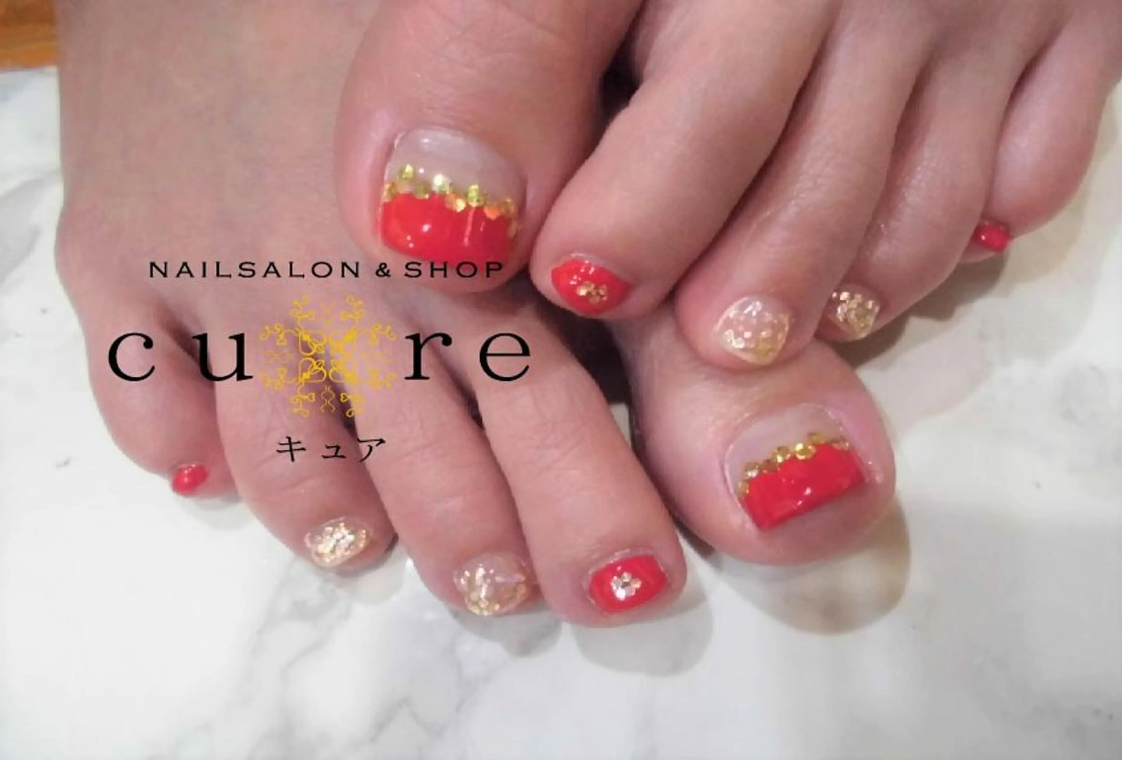 ショート ネイル ジェルネイル フットネイル ネイルサロン Cureのネイルデザイン