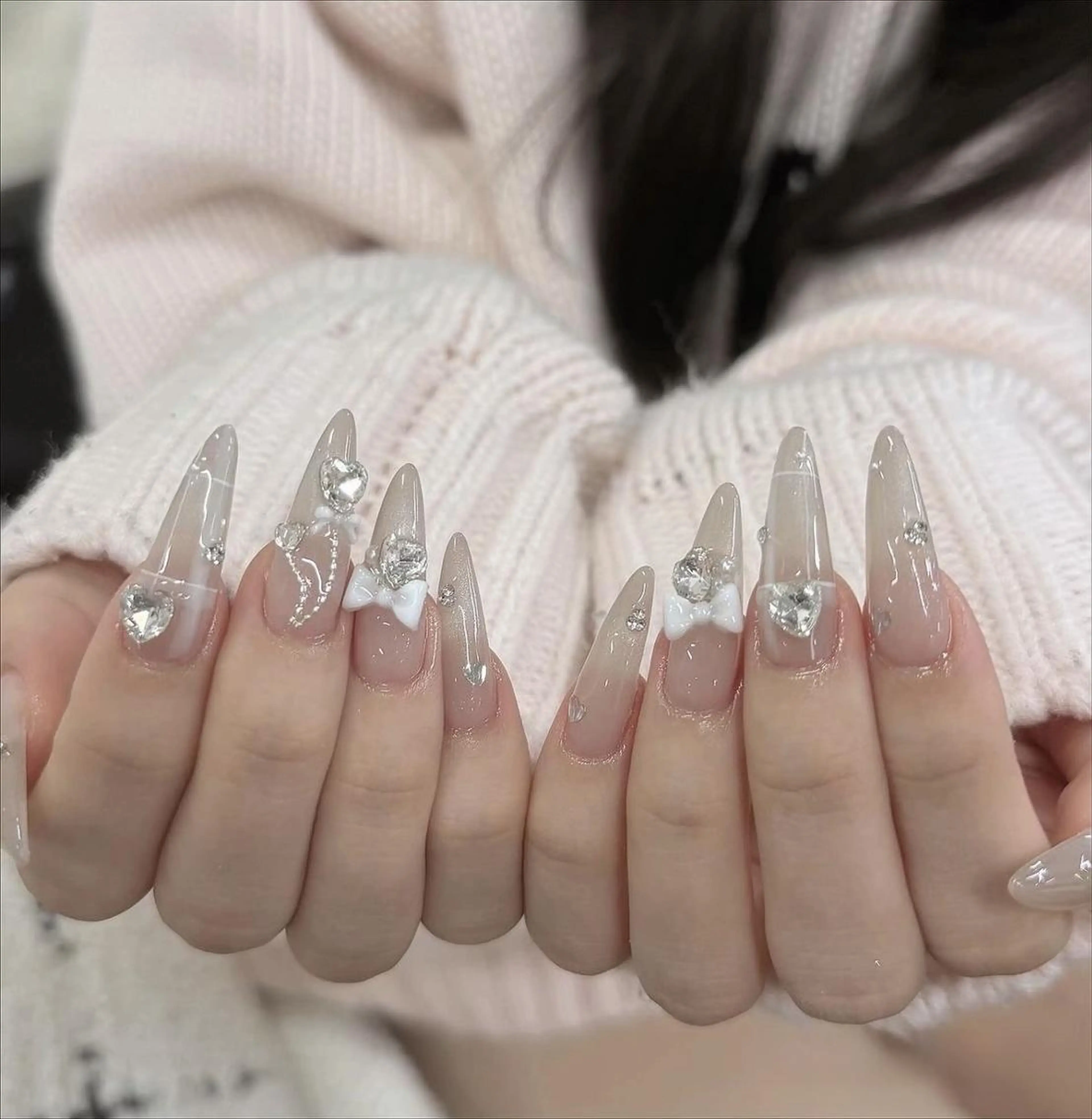 ネイル 長さ出し フレンチネイル グラデーション 卒業式 マグネットネイル ハンドネイル MIHANA YUKIのネイルデザイン