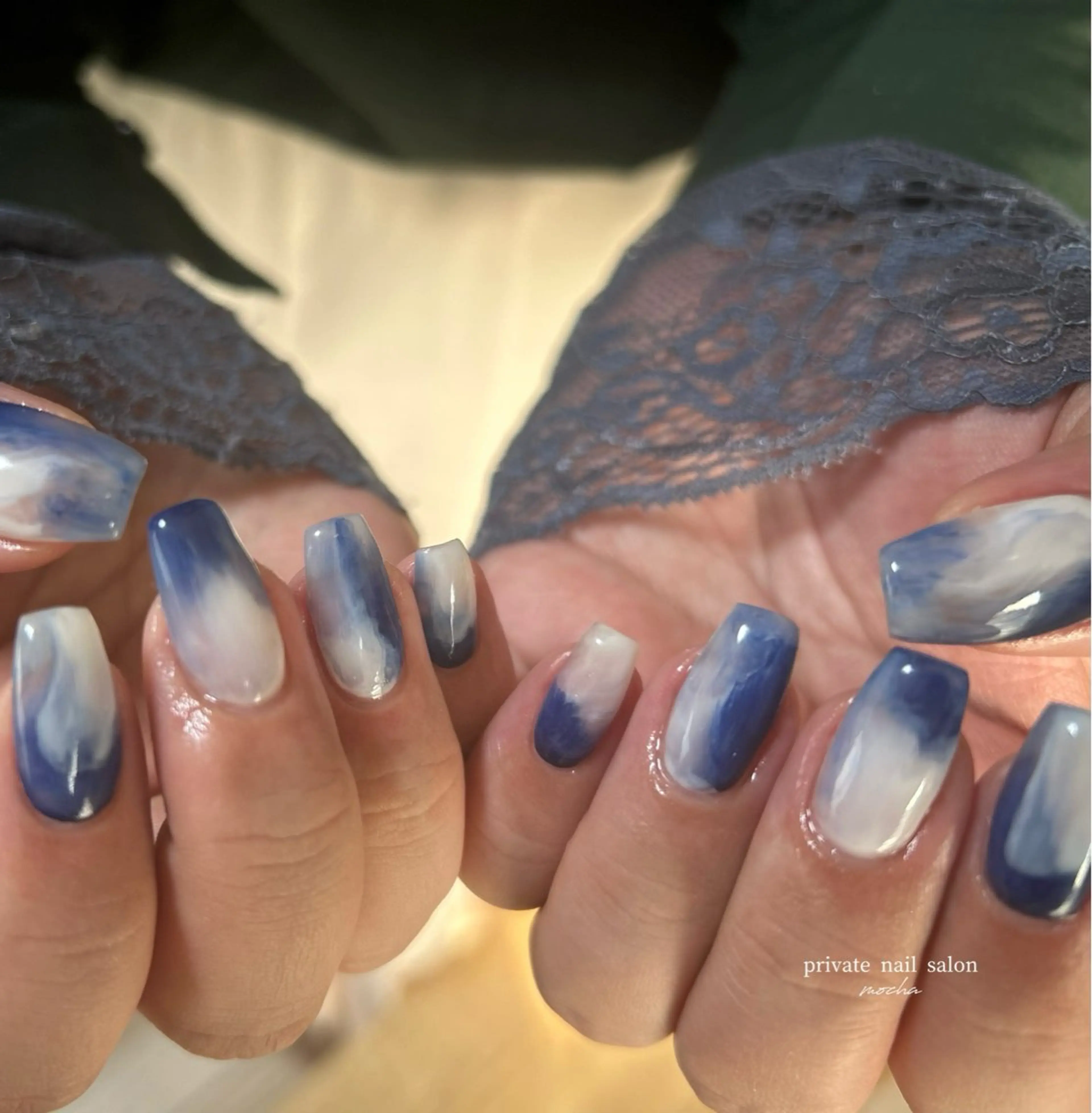 ネイル カジュアル フレンチネイル マグネットネイル ミラーネイル ニュアンスネイル ハンドネイル mocha nailのネイルデザイン