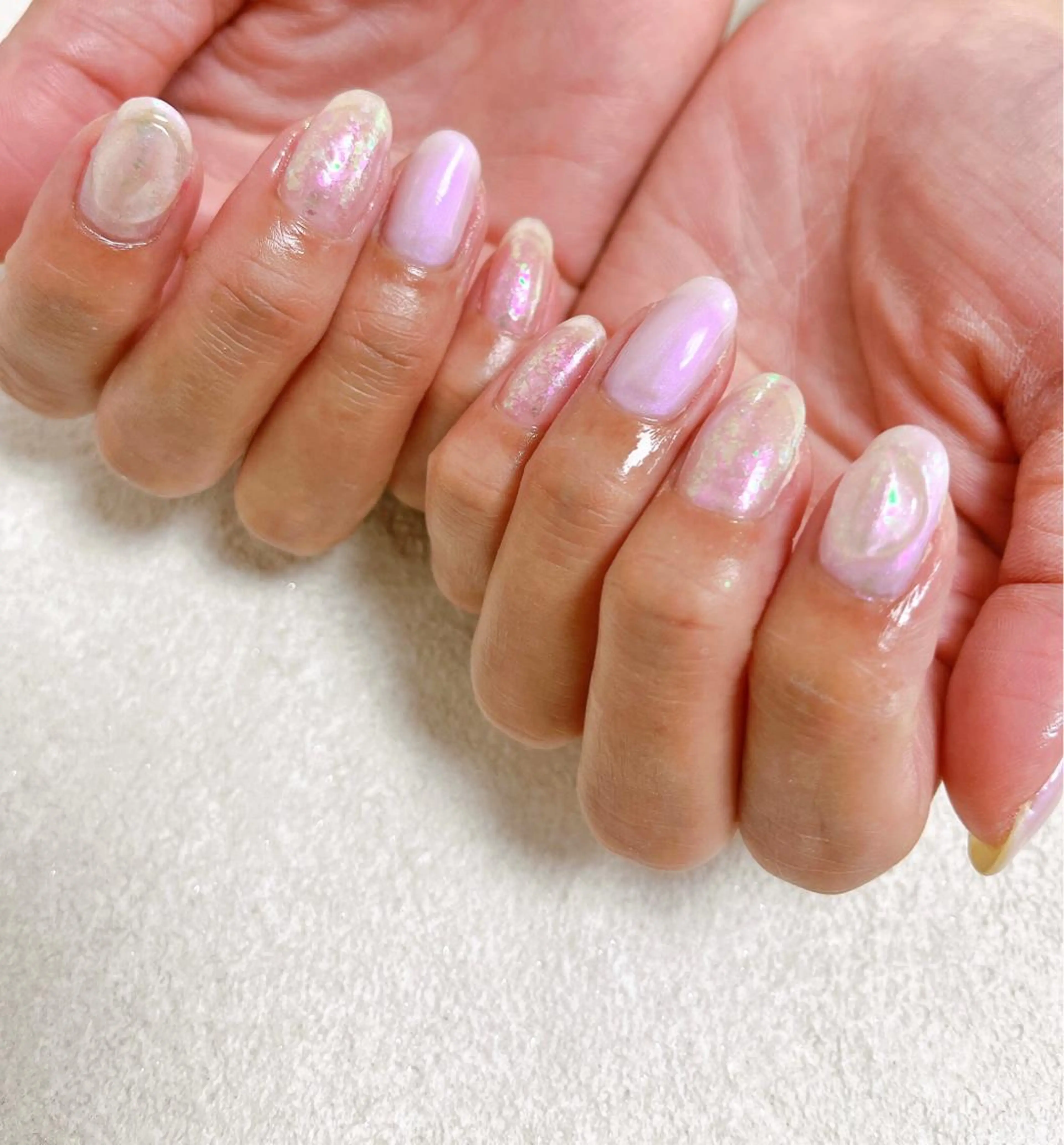 ネイル オーロラネイル フラワーネイル フットネイル フレンチネイル ジェルネイル mogunail &blowのネイルデザイン