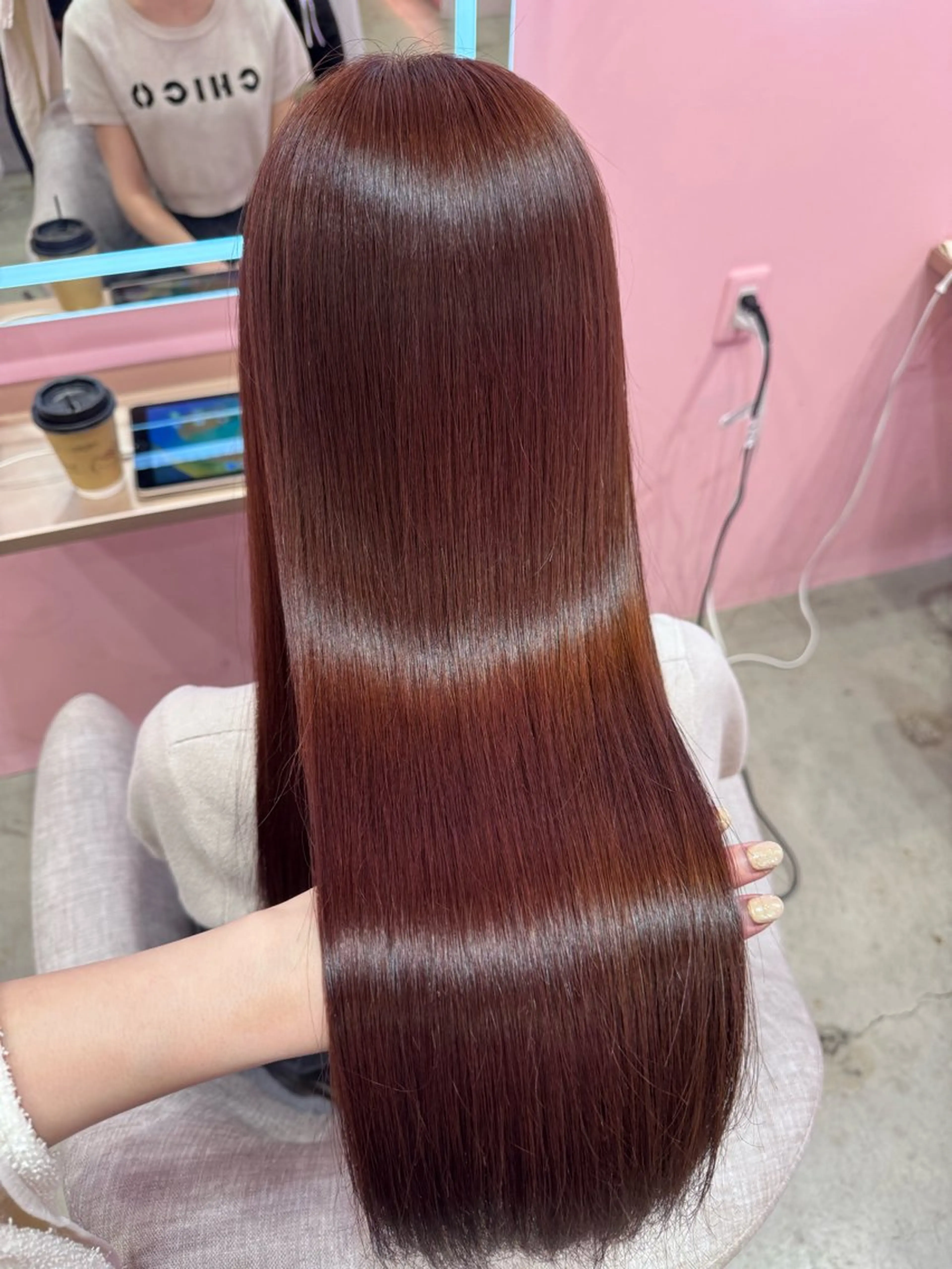 カラー Miu 名古屋カット ミディアム/ピンク髪のヘアスタイル