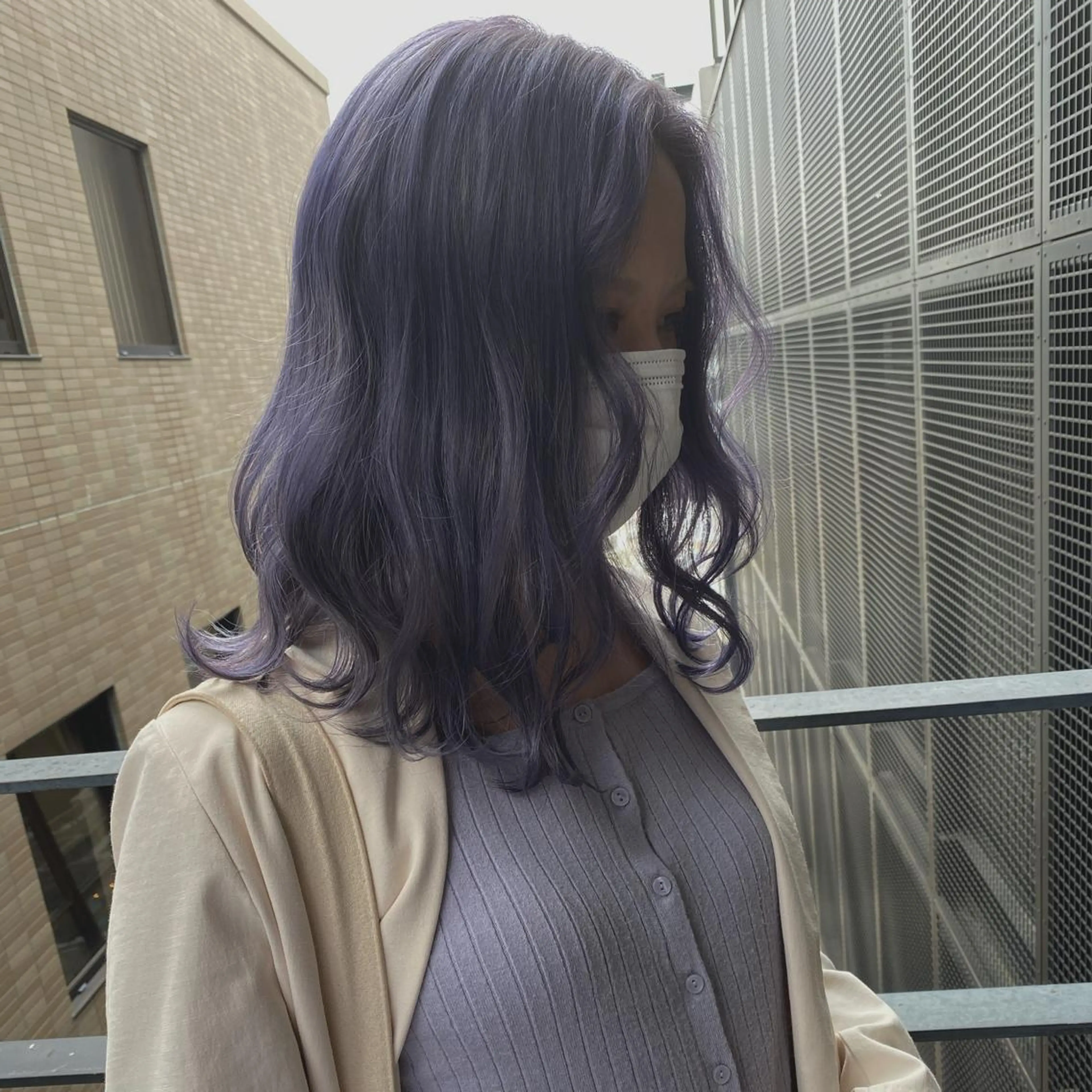 ミディアム カラー パーマ ラベンダーカラー 東 寛道のヘアスタイル