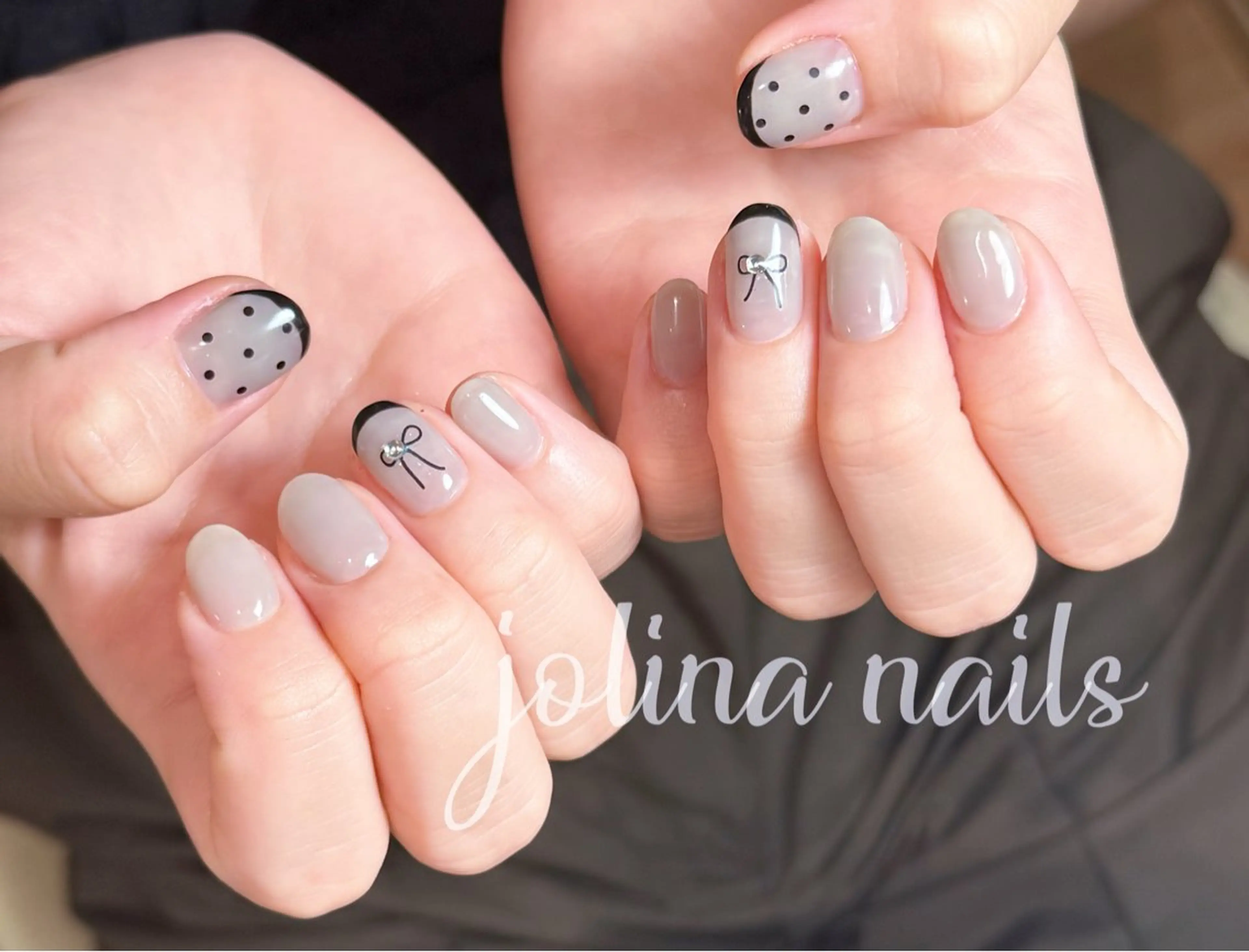 ネイル リボン シンプルネイル ハンドネイル ハンドケア jolina nails鶴見店のネイルデザイン