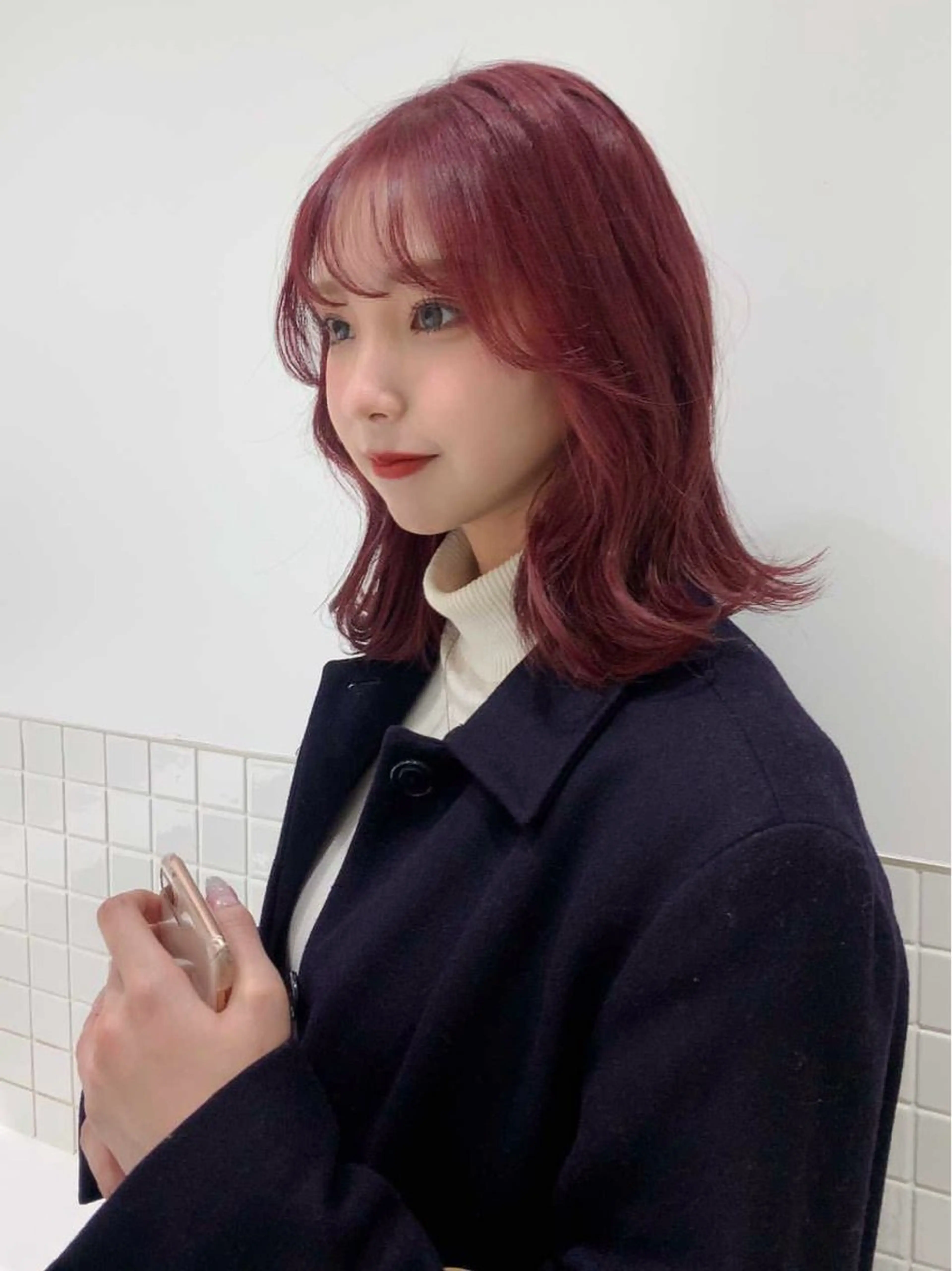 ミディアム カラー ヘアカラー 韓国風ハッシュカット 似合わせレイヤー池袋のヘアスタイル