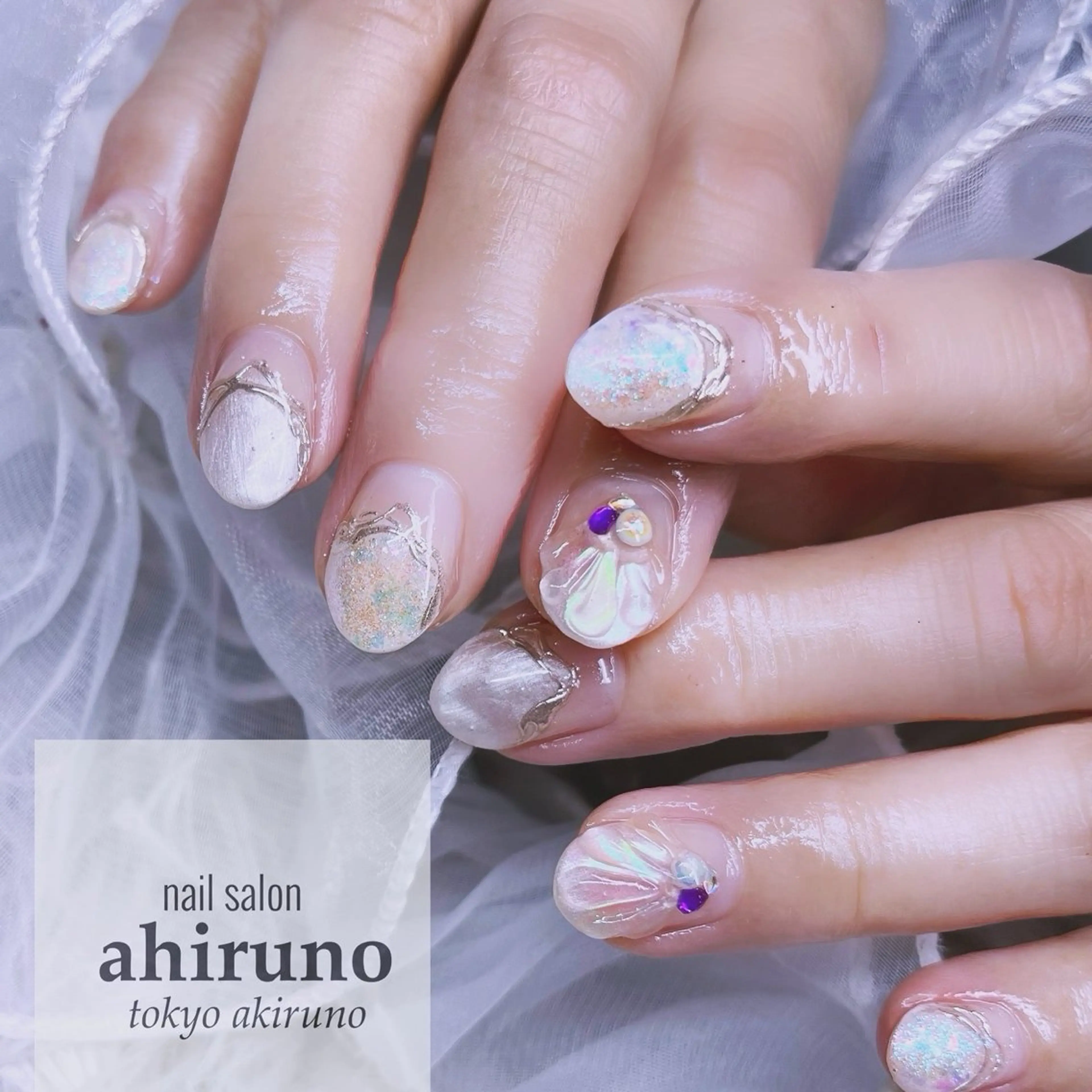 ネイル キラキラネイル オフィスネイル 夏ネイル ハンドネイル 東京あきる野市ネイル ✿ ｙｕiのネイルデザイン