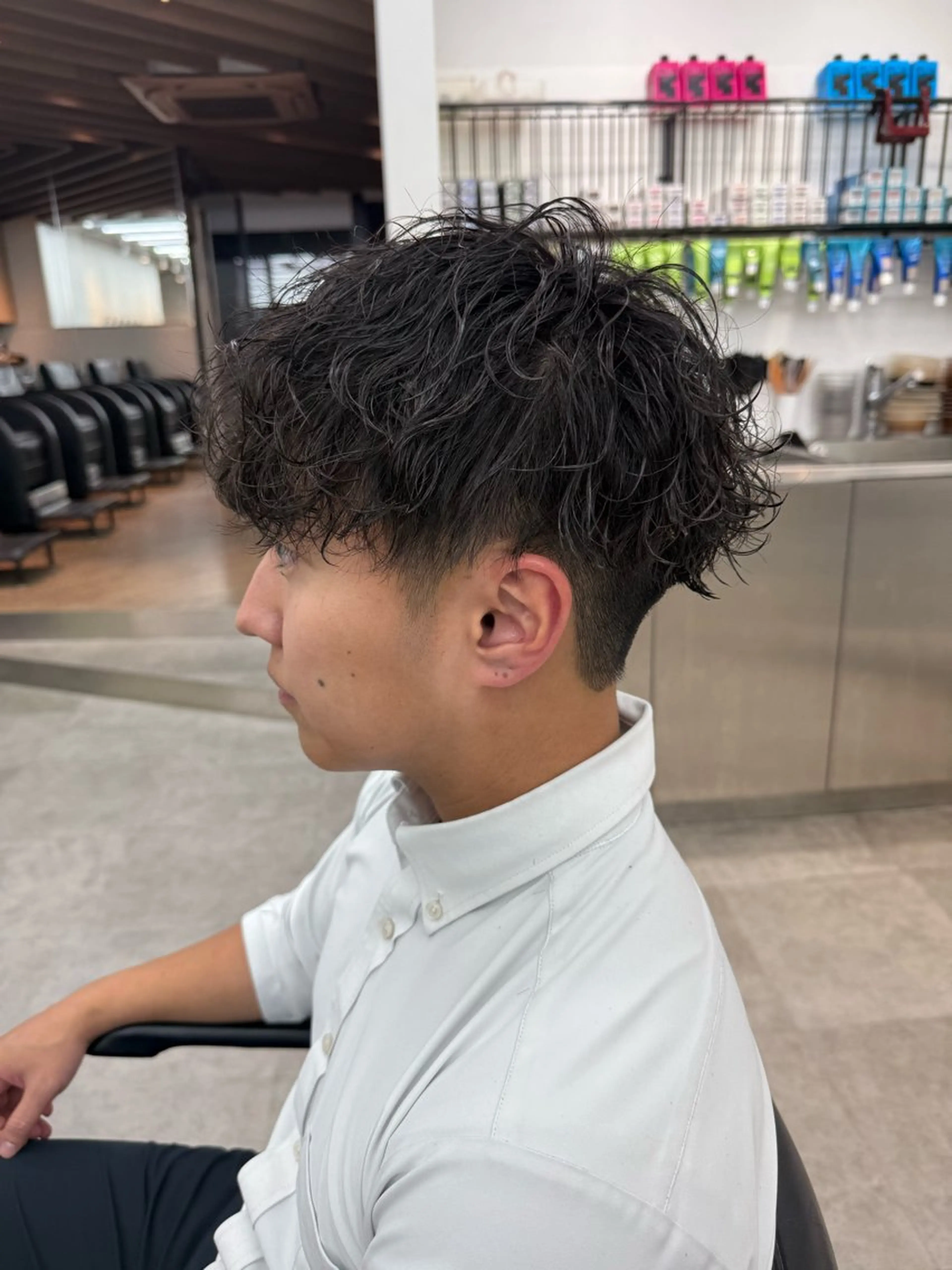 ショート カラー パーマ メンズ キッズ メンズパーマ 波巻きパーマ 栄💗レイヤーカット ｜パーマ｜haruのヘアスタイル