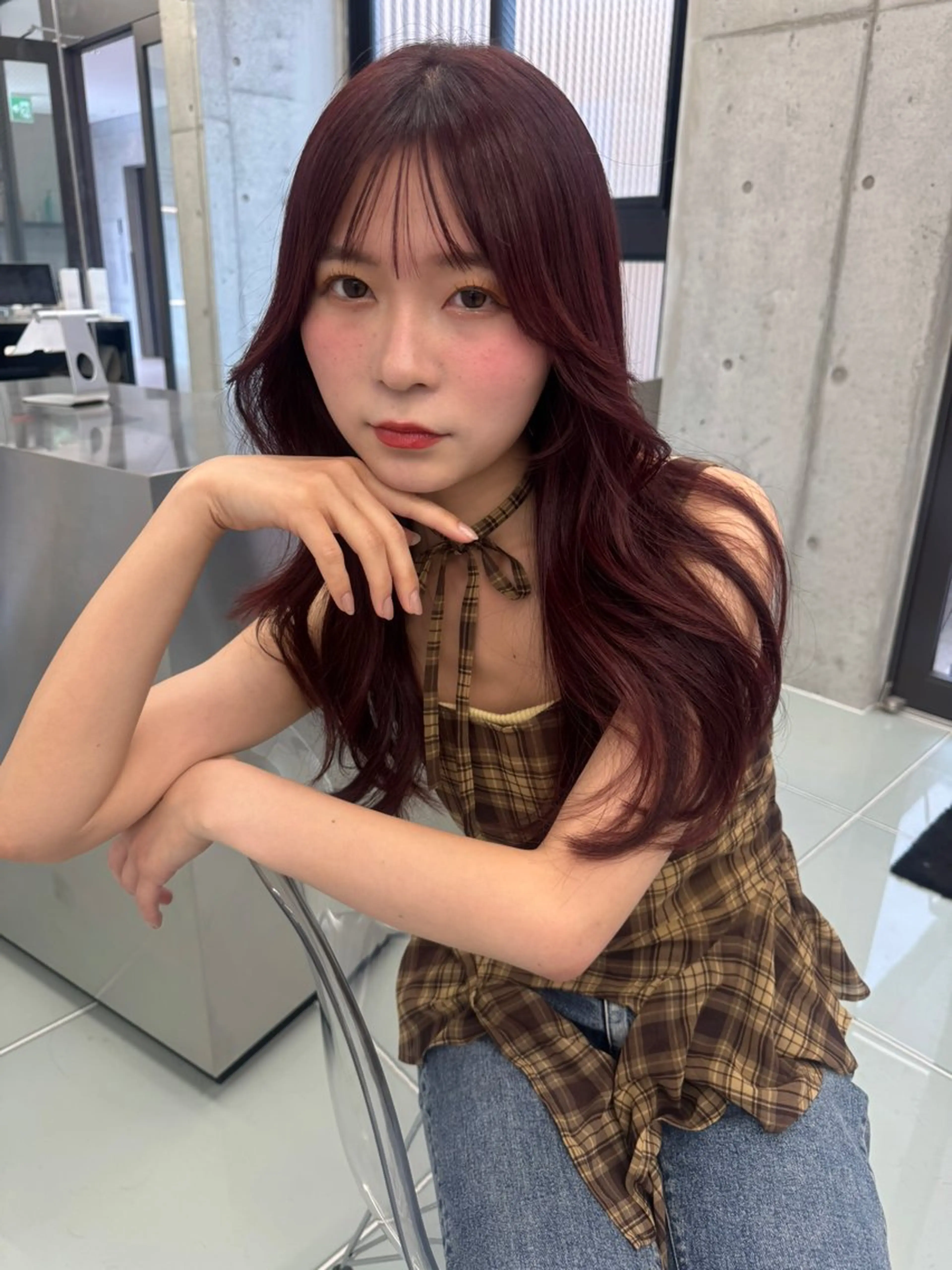 ロング カラー ヘアアレンジ レイヤーカット カット 🫧umu.🫧韓国 /レイヤー/ハッシュのヘアスタイル