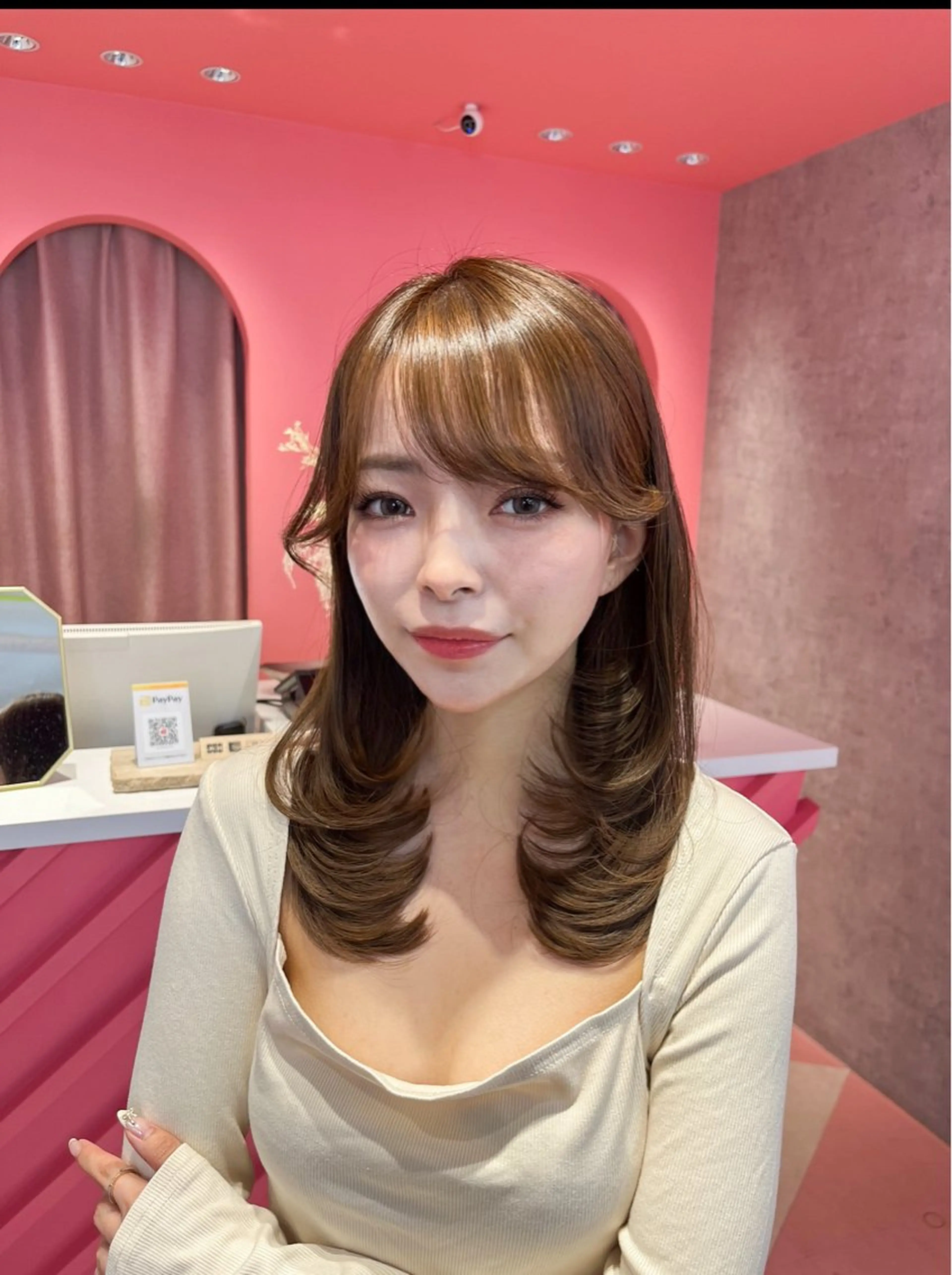 ミディアム カラー 山崎/ボブ縮毛矯正 レイヤー髪質改善のヘアスタイル