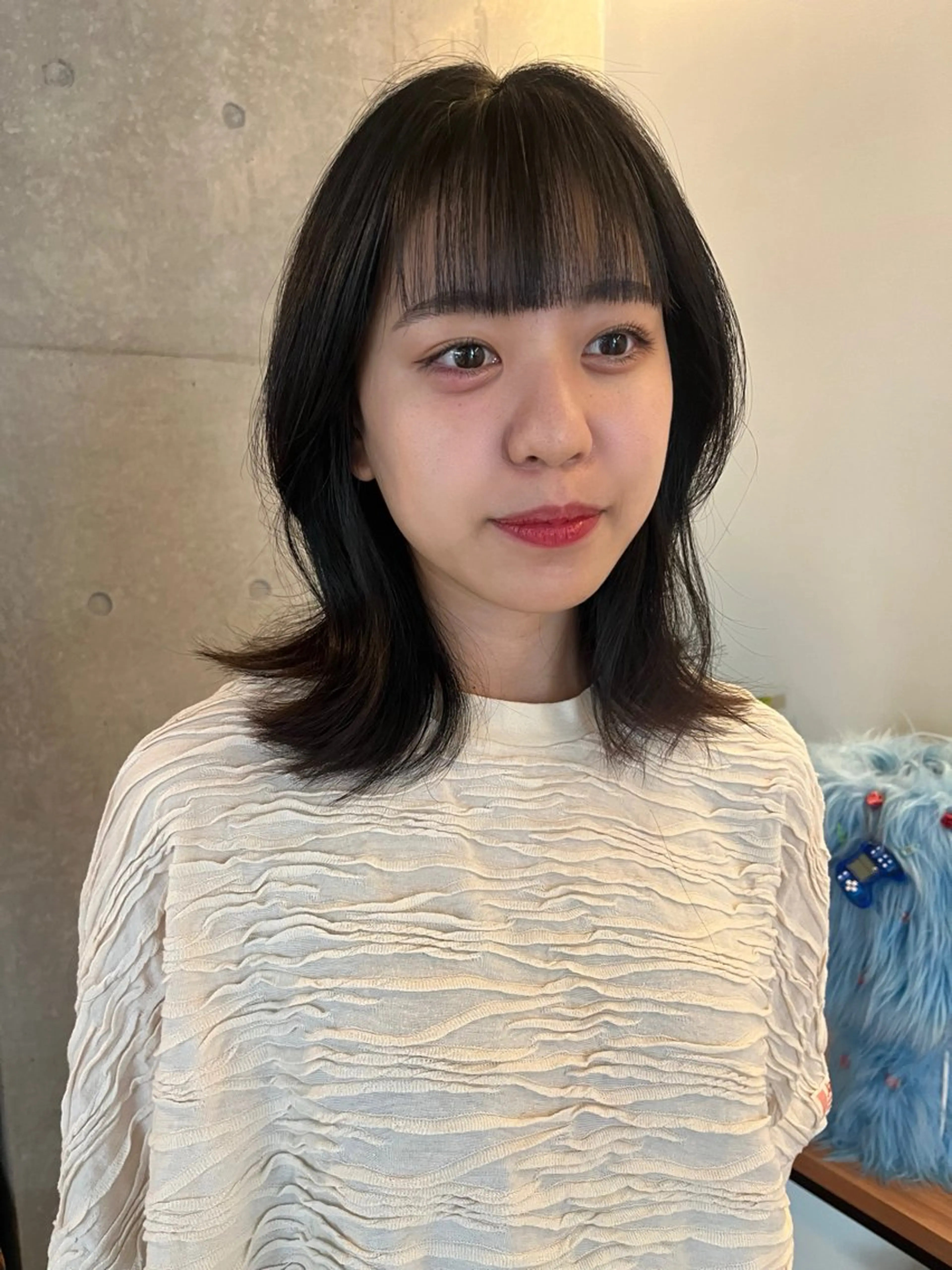 ミディアム ボブレイヤー ボブ 顔まわりレイヤー ハイレイヤー 韓国風ヘア レイヤーカット\ウル フ　chinatsuのヘアスタイル