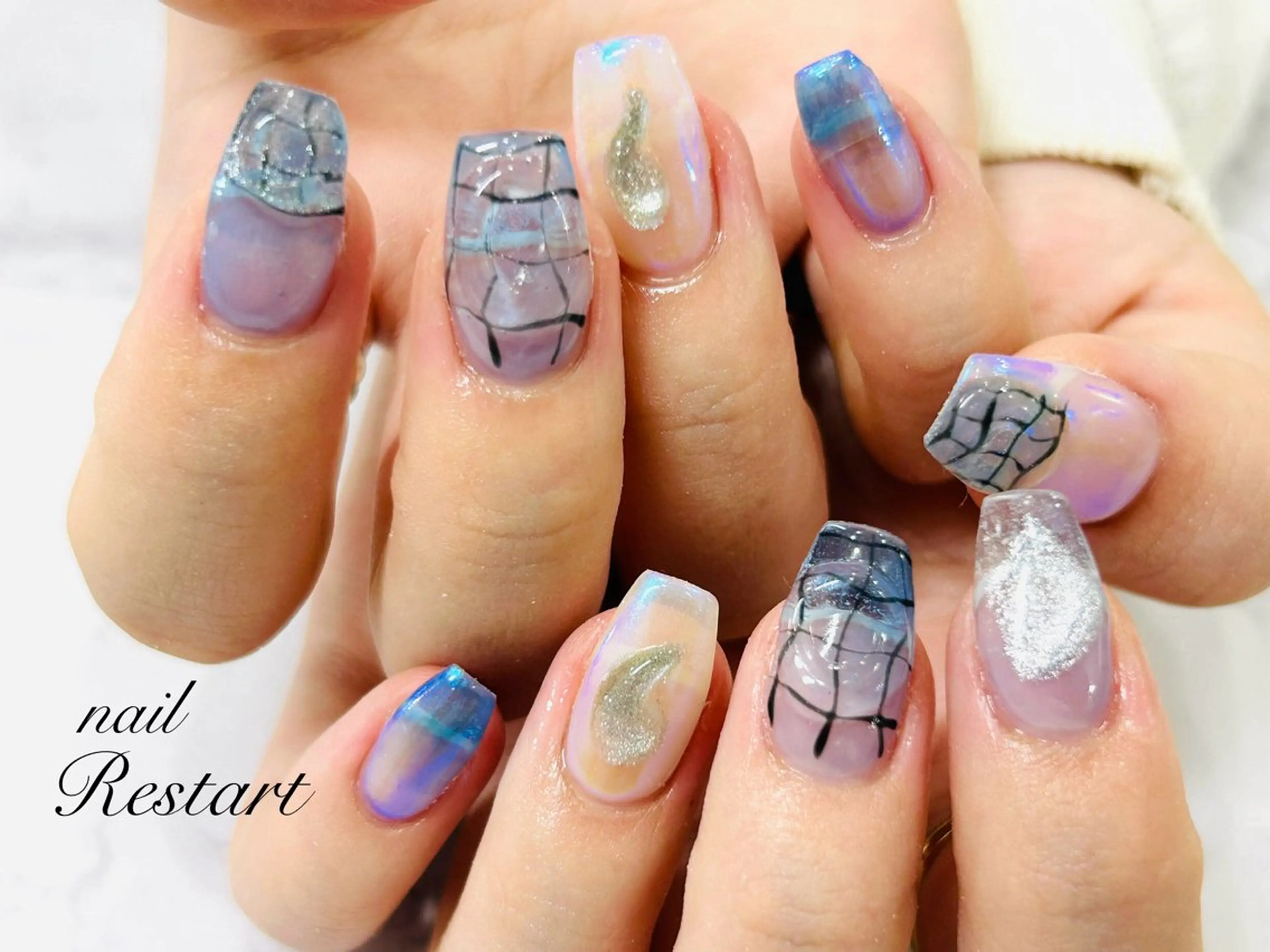 ミディアム ハンドネイル nail Restart所属・Restart YURIのネイルデザイン