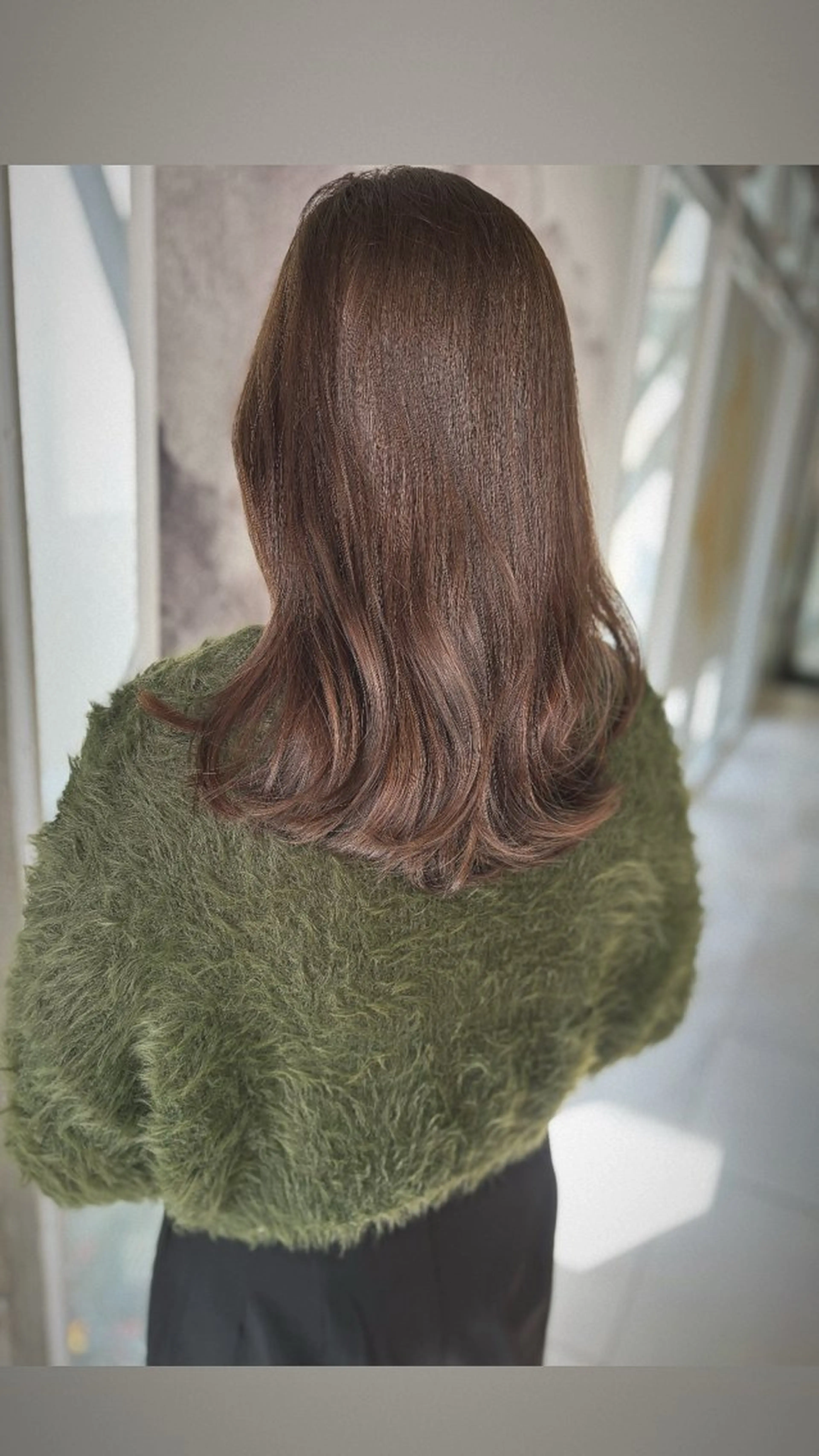 セミロング カラー ベージュカラー 透明感カラー 顔周りカット 似合わせカット 園田あずさ/髪質改善 /透明感カラーのヘアスタイル