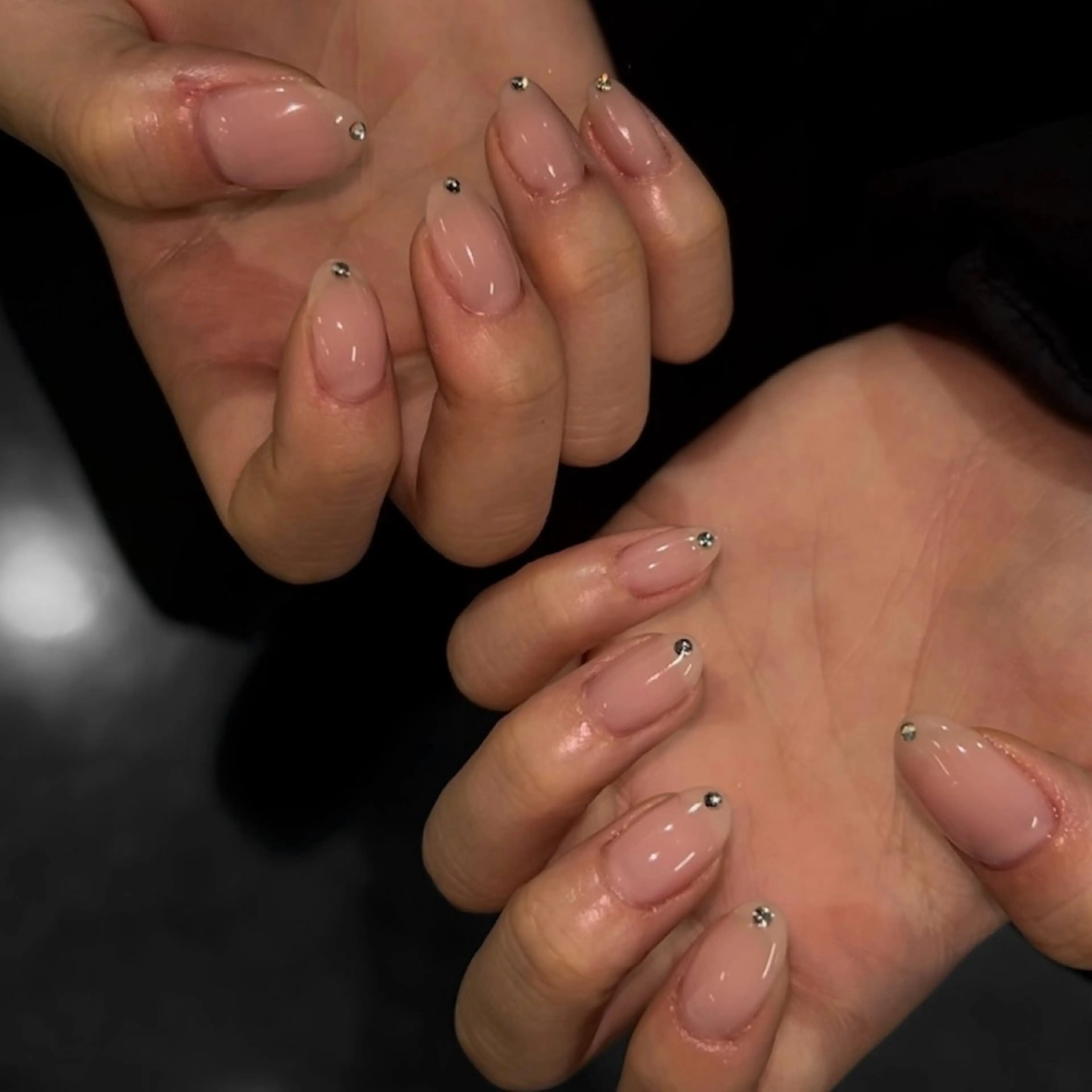 ネイル ピンク ストーンネイル minuit Fuuのネイルデザイン