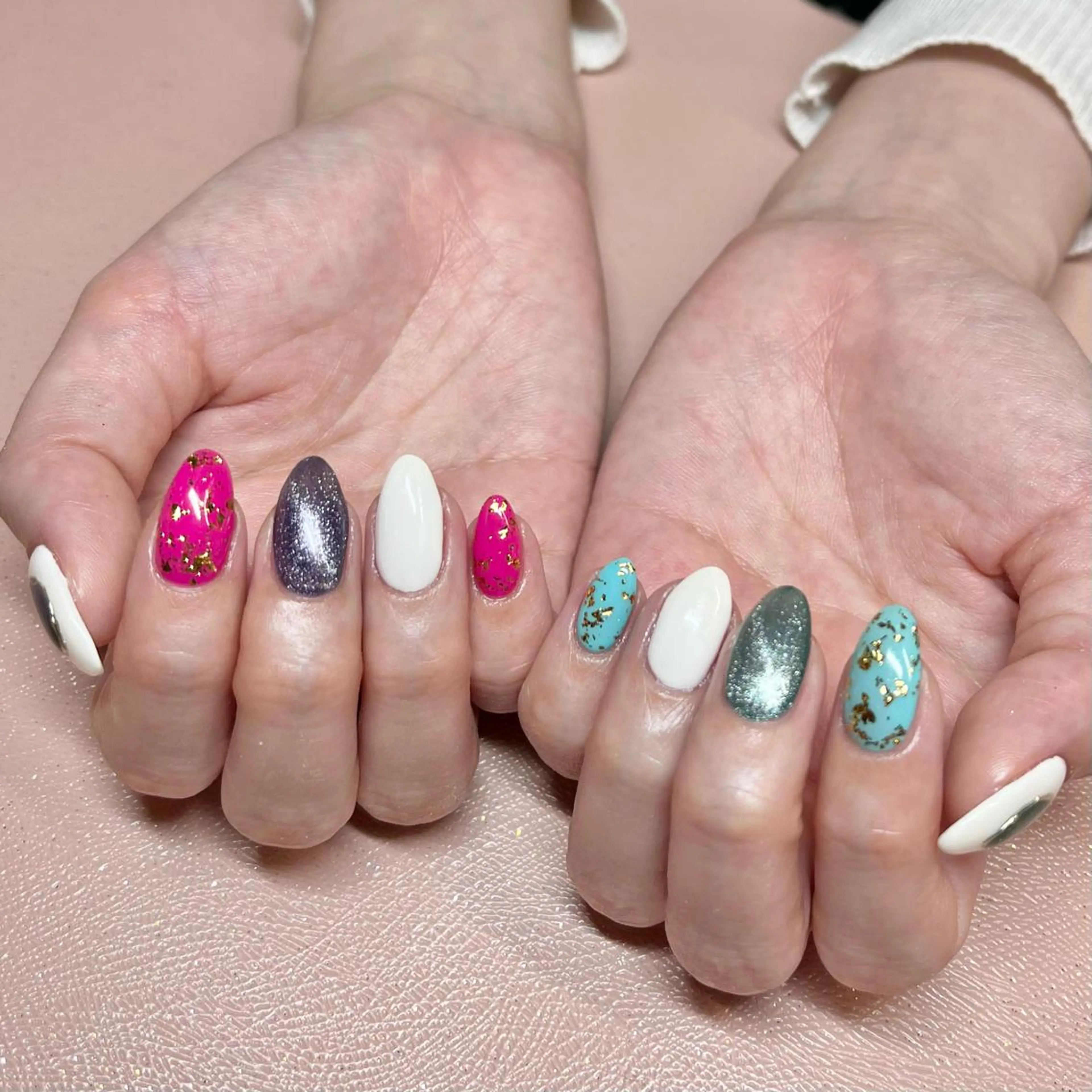 ネイル ブルー ピンク Vogustys Nail 山田のネイルデザイン