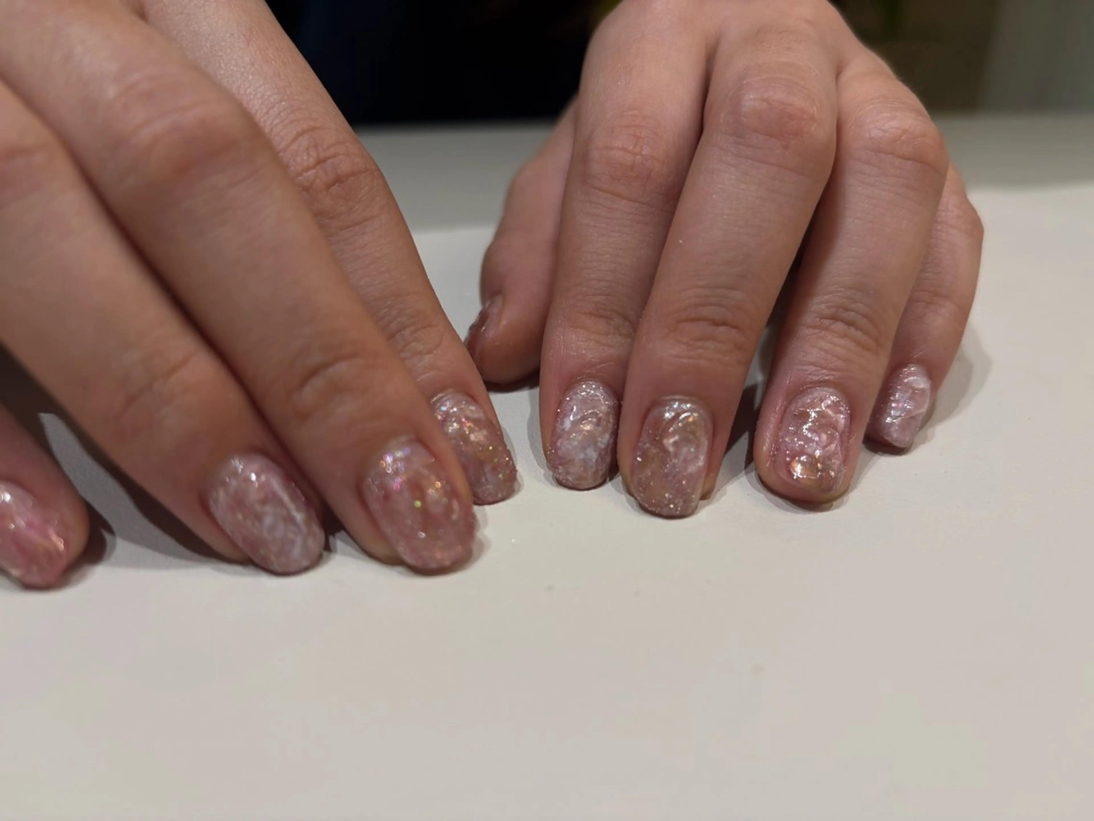 ネイル キラキラネイル ニュアンスネイル ピンク 春ネイル ハンドネイル Mizuki Bのネイルデザイン