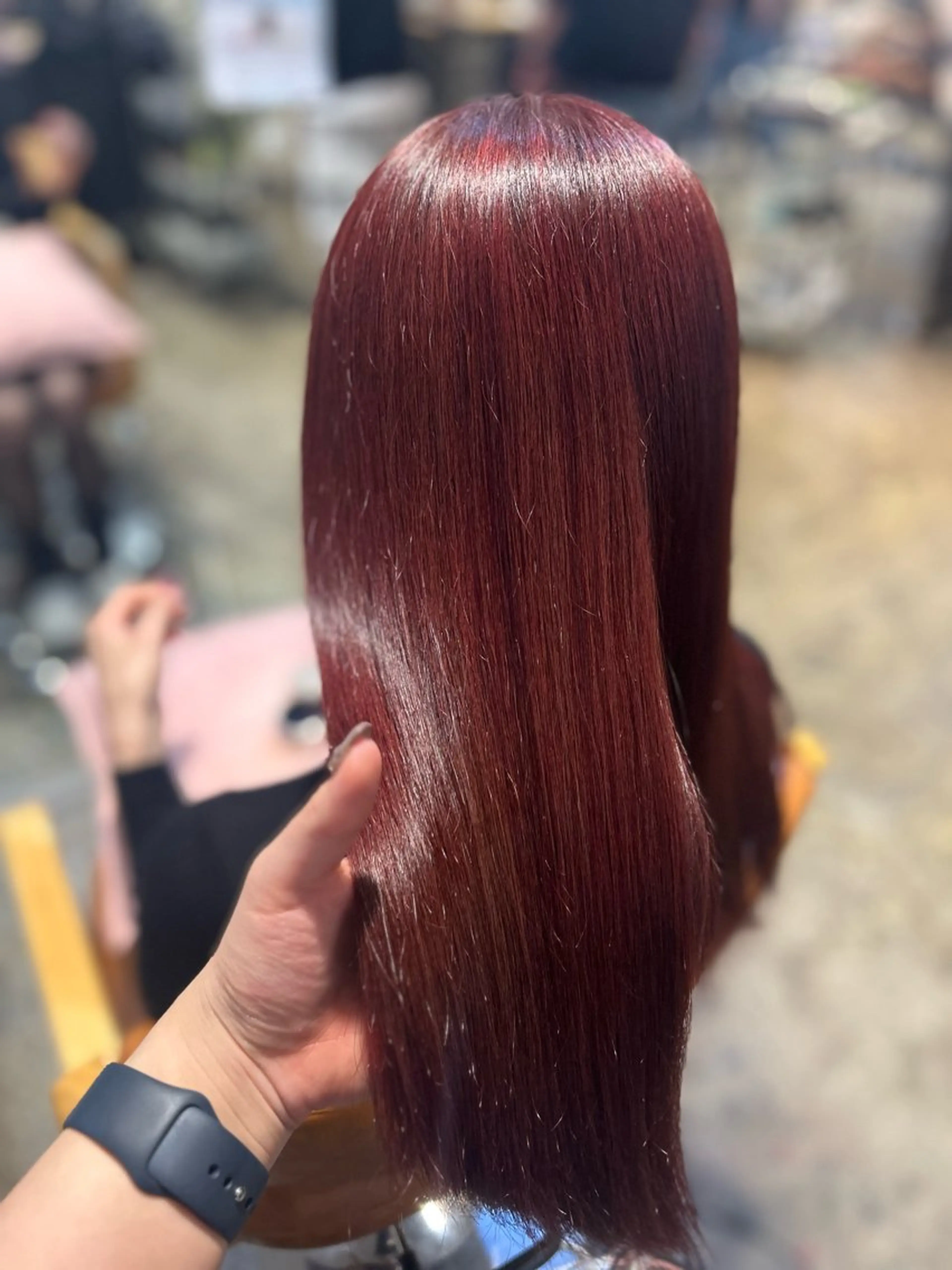 セミロング カラー レッドカラー ヘアカラー トリートメント 艶髪/レイヤー 🦋MIYUUのヘアスタイル