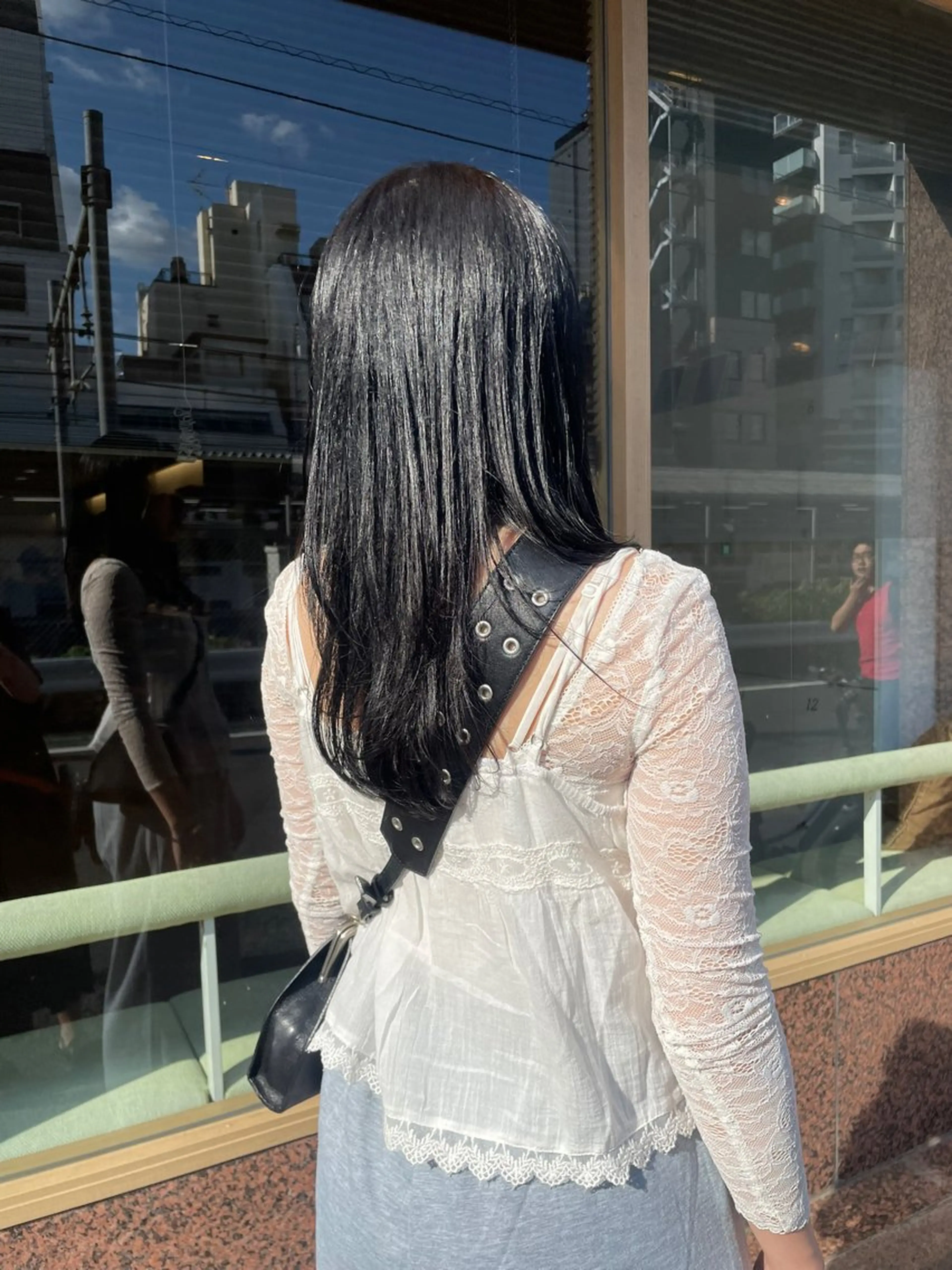 ロング カラー 黒髪 ブルーカラー ブルーブラック ネイビーカラー 髪質改善/Bloss om🌷高橋沙衣のヘアスタイル