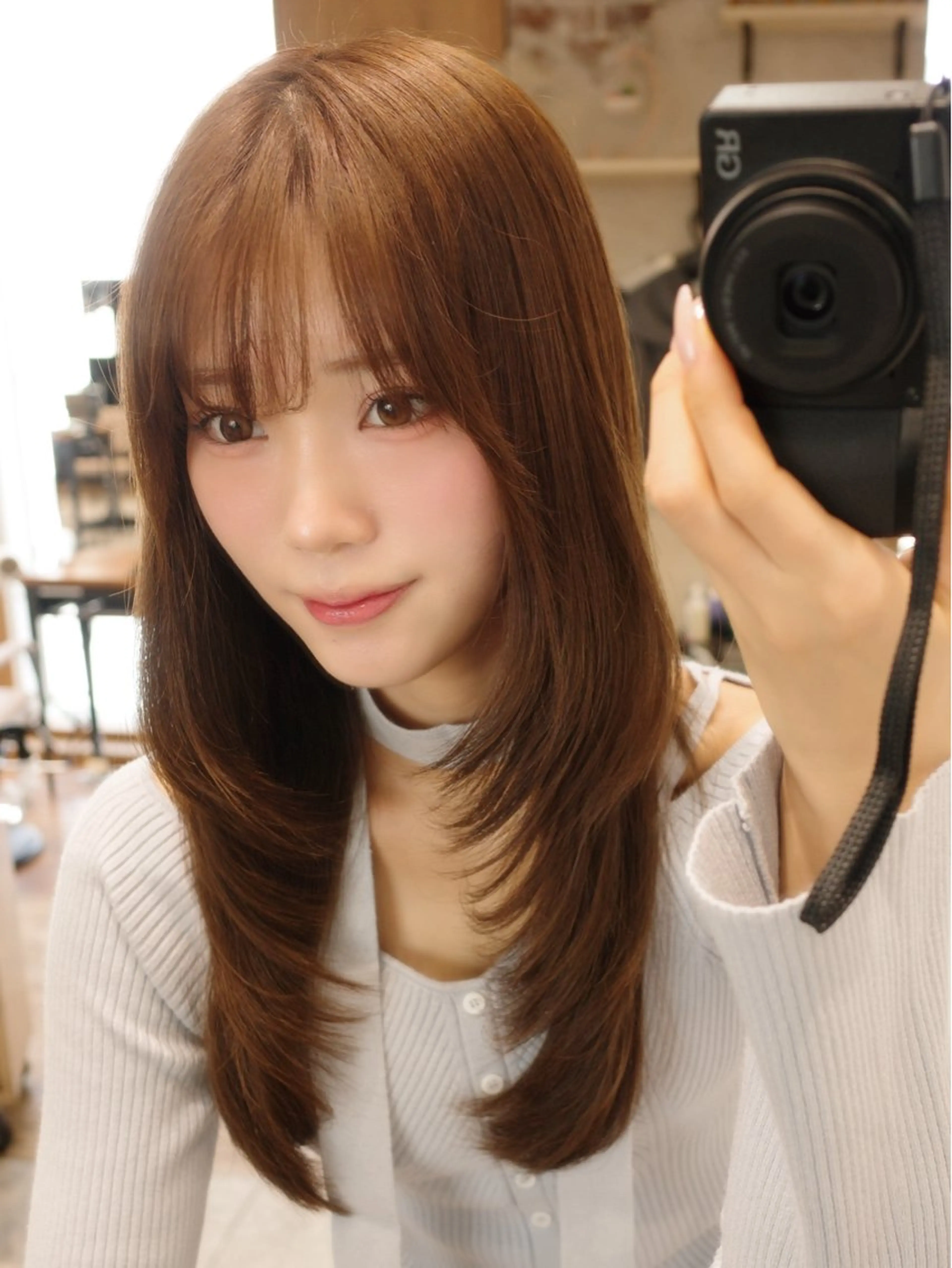 ロング カラー ベージュカラー ブラウンカラー 透明感カラー グレージュ シアーグレージュ カット ヘアカラー トリートメント 韓国くびれヘア 顔まわり新宿/さやかのヘアスタイル